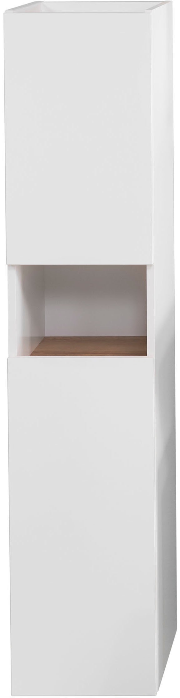Saphir Badmöbel-Set »Quickset 947 4-teilig, Waschbeckenunterschrank mit Spiegel«, (4 St.), Unterschrank, Midischrank, 5 Türen, inkl. Türdämpfer, Weiß Glanz