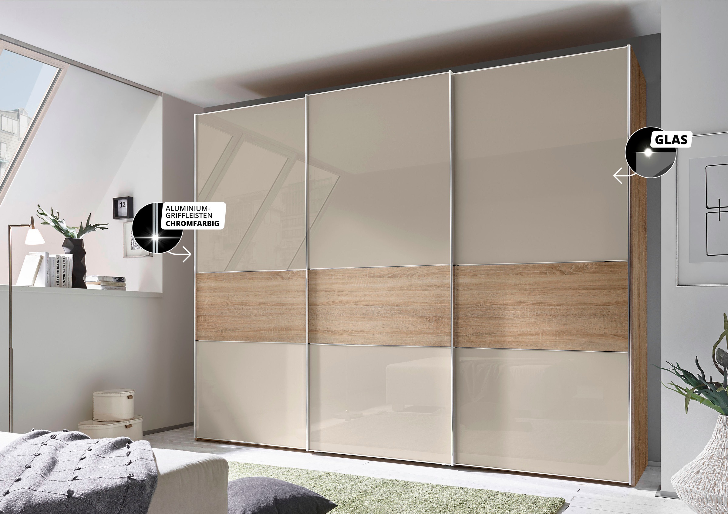 STAUD Schwebetürenschrank »Sinfonie Plus, edles Design in hochwertiger Qualität, Made in Germany«, Mit vier verschiedenen Ausstattungsvarianten