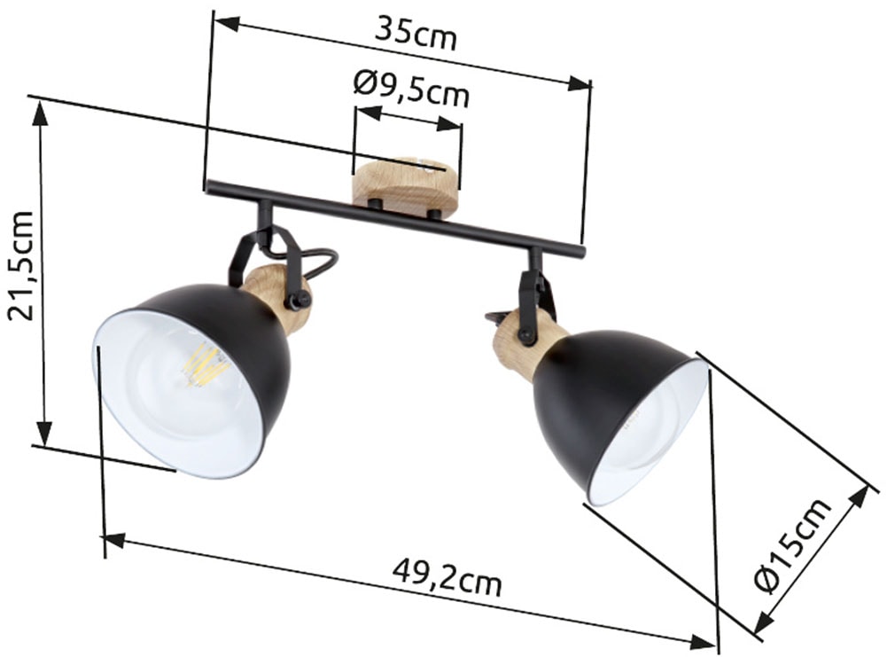 GLOBO LIGHTING Deckenstrahler »WIHO«, Leuchtmittel E27 | ohne Leuchtmittel, Deckenspot/schwarz/holzoptik/Flur/Wohnzimmer