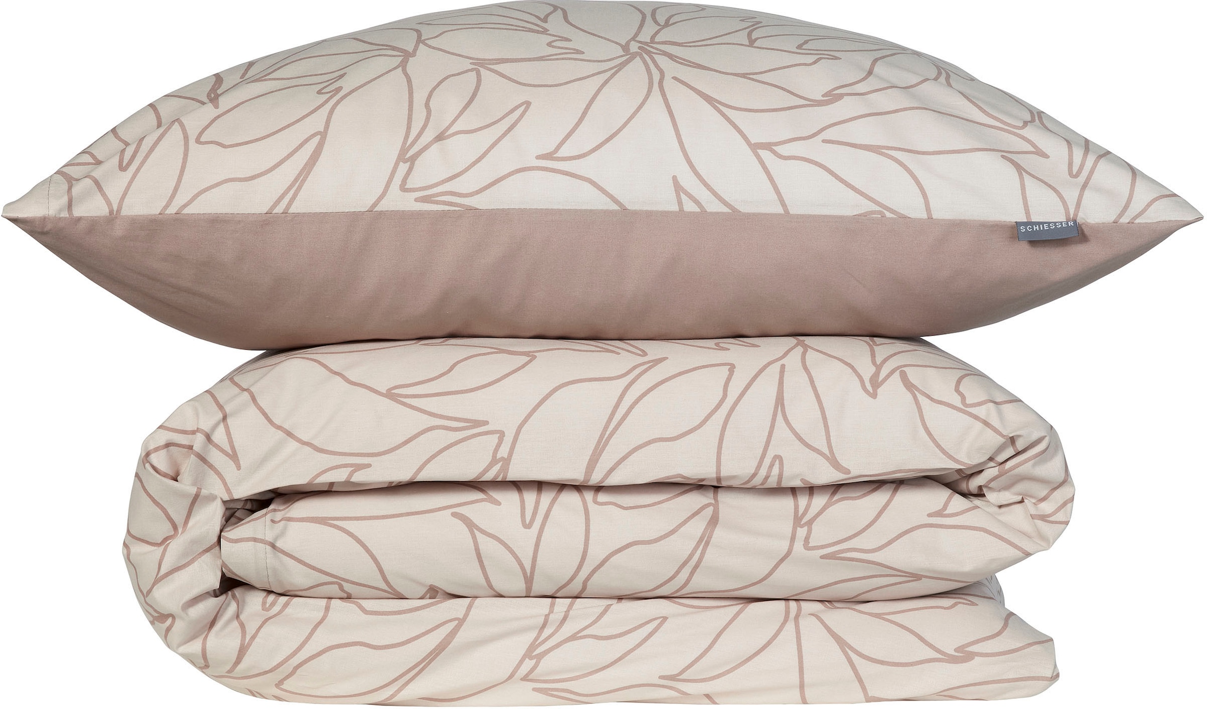 Schiesser Wendebettwäsche »Leaves aus weicher Baumwolle mit schlichtem Botanikprint«, Made in Green