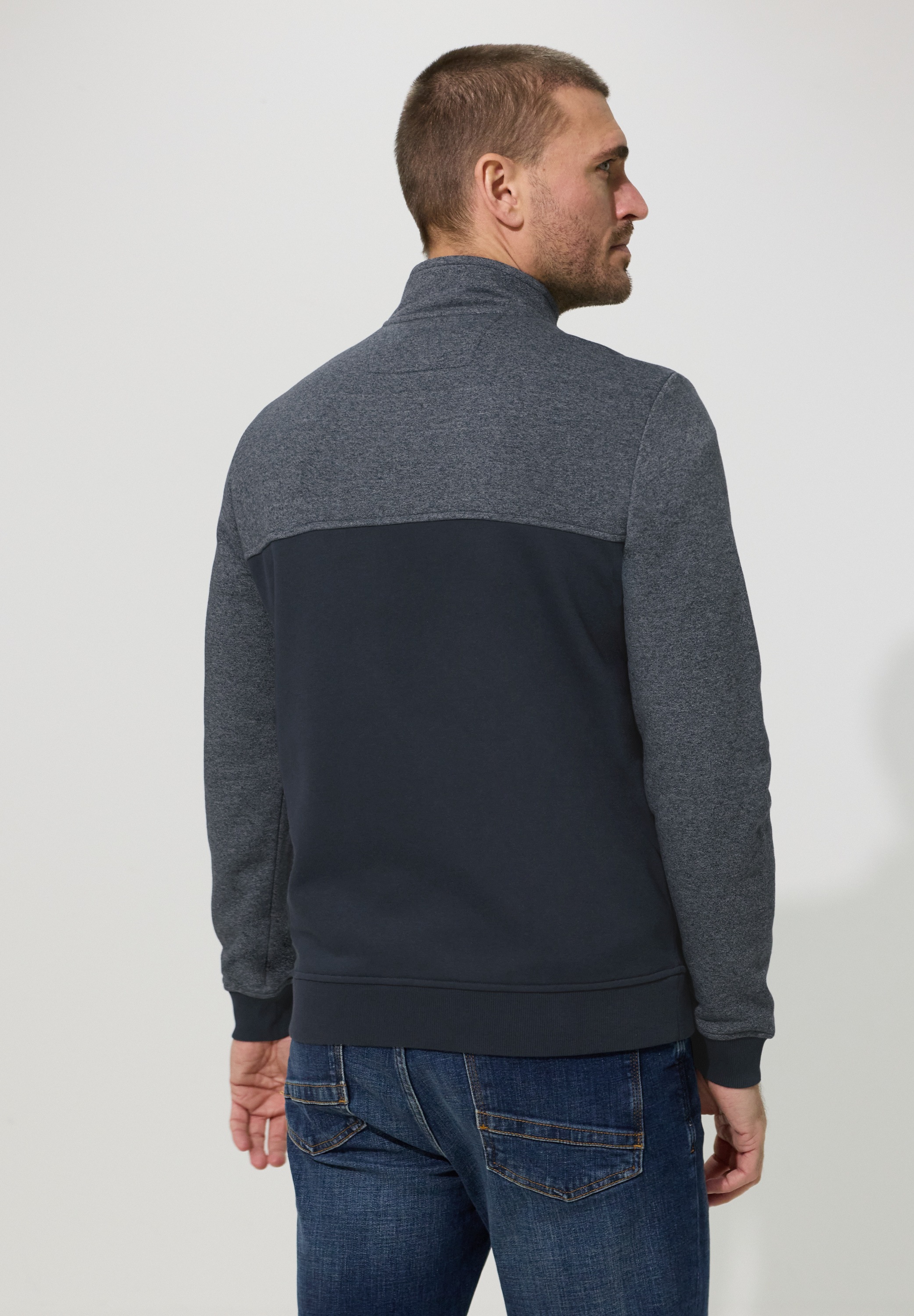 STREET ONE MEN Sweatjacke mit Stehkragen