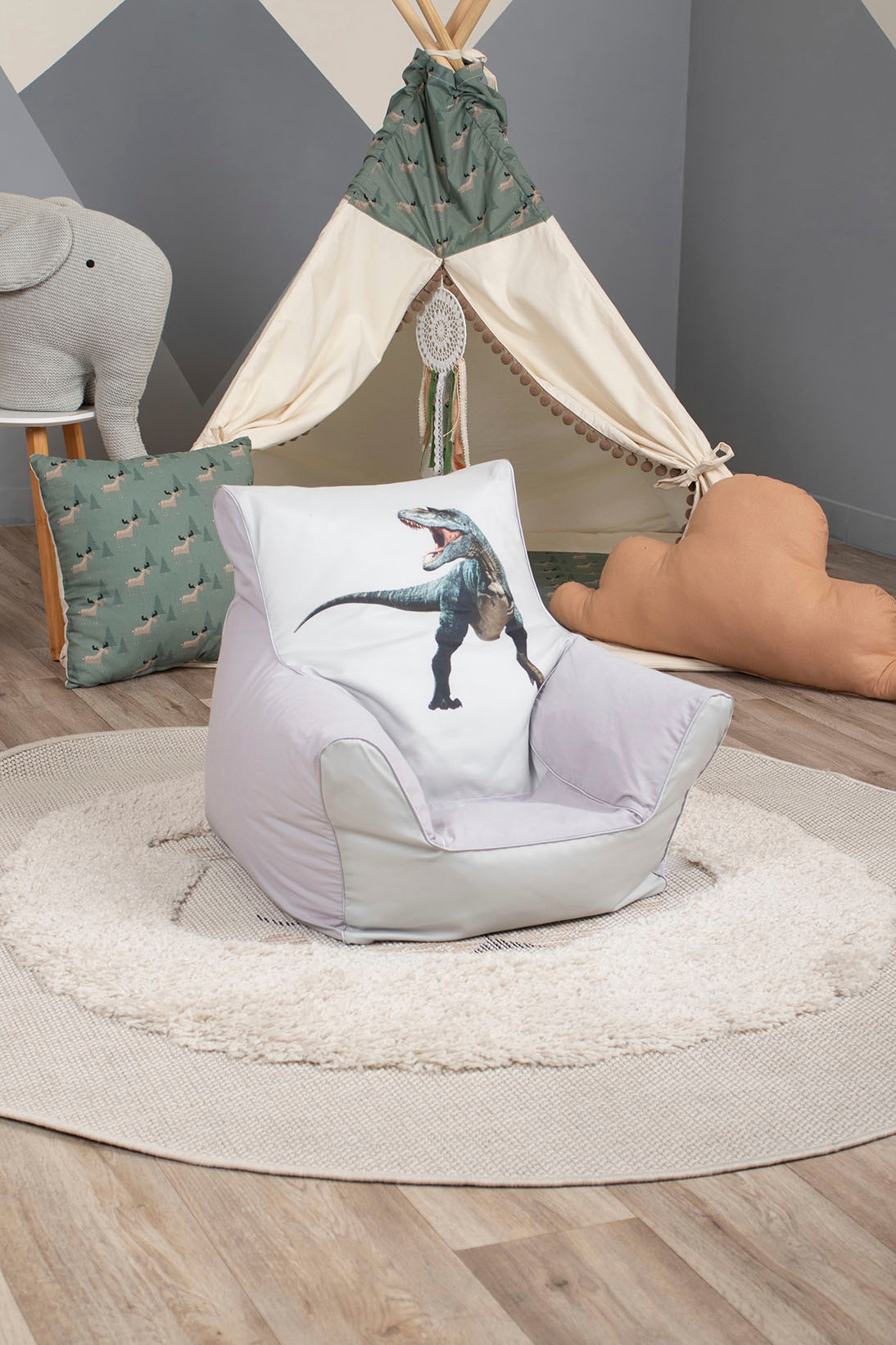 Knorrtoys® Sitzsack »Dino, grey«, für Kinder