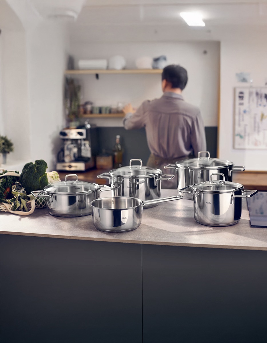Fissler Topf-Set »LumiTherm« Set, 3 Kochtöpfe, 1 Bratentopf, 1 Stielkasserolle, 9 tlg. Edelstahl 18/10