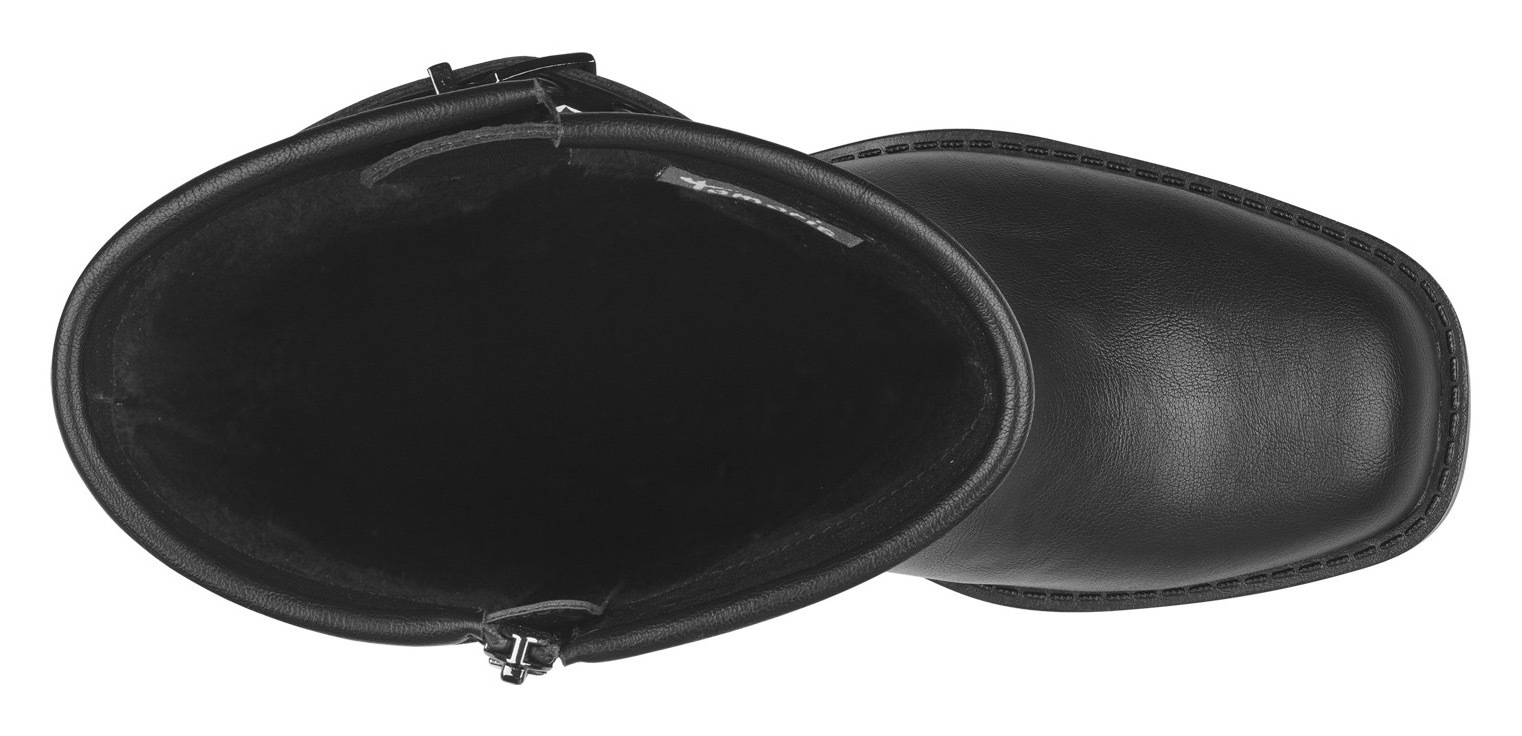 Tamaris Winterstiefel, Blockabsatz, Bikerstiefel, Langschaftstiefel mit Zierschnallen