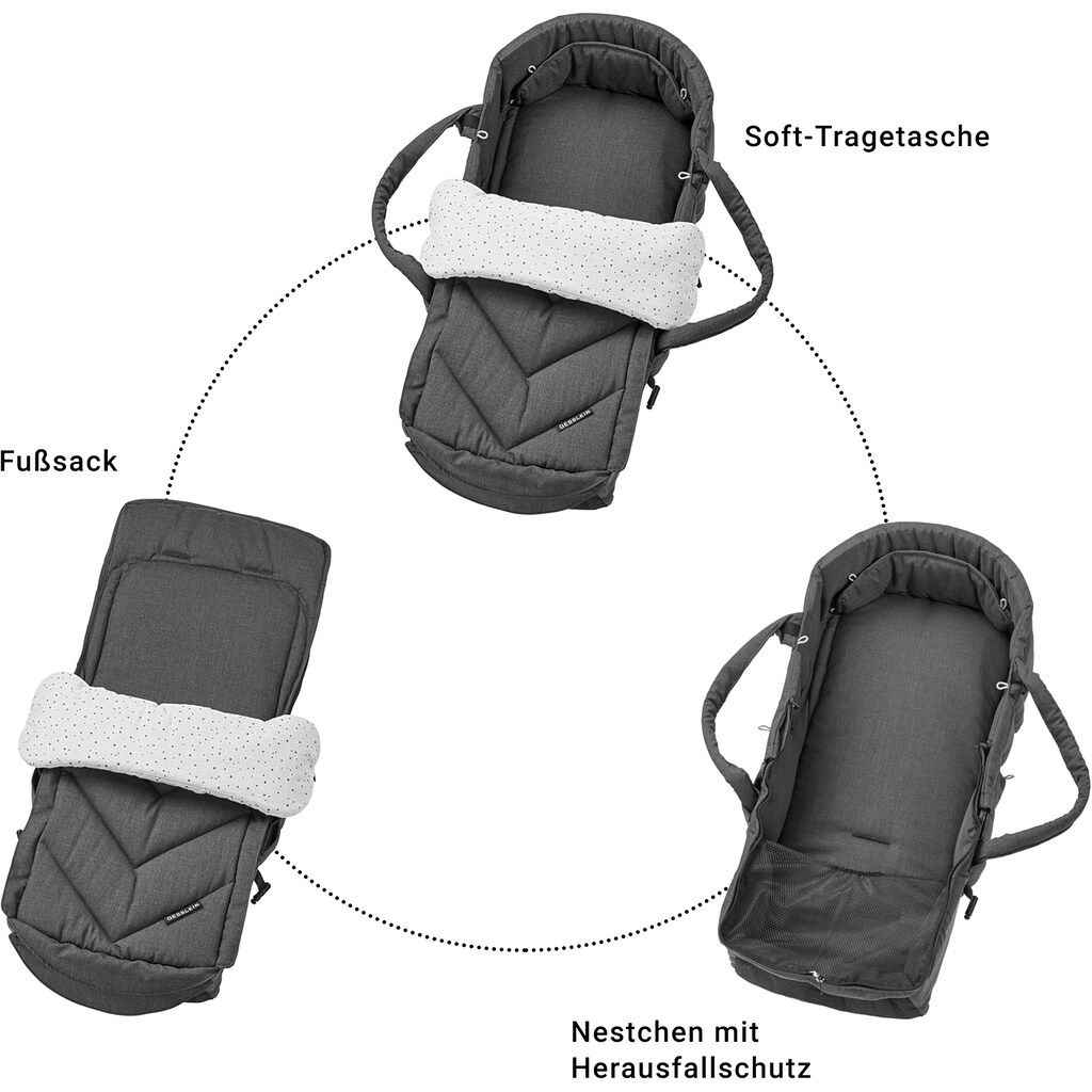 Gesslein Kombi-Kinderwagen »F10 Air+, schwarz/tabak, stein meliert/Punkte grün weiß«