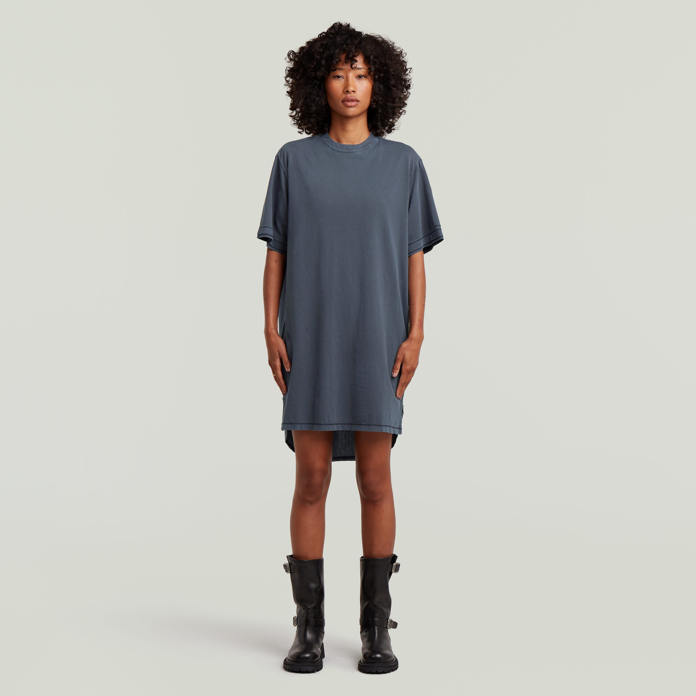 G-STAR Jerseykleid "Woven Mix Washed Jersey Dress Wmn" mit Webdetails, Knop günstig online kaufen