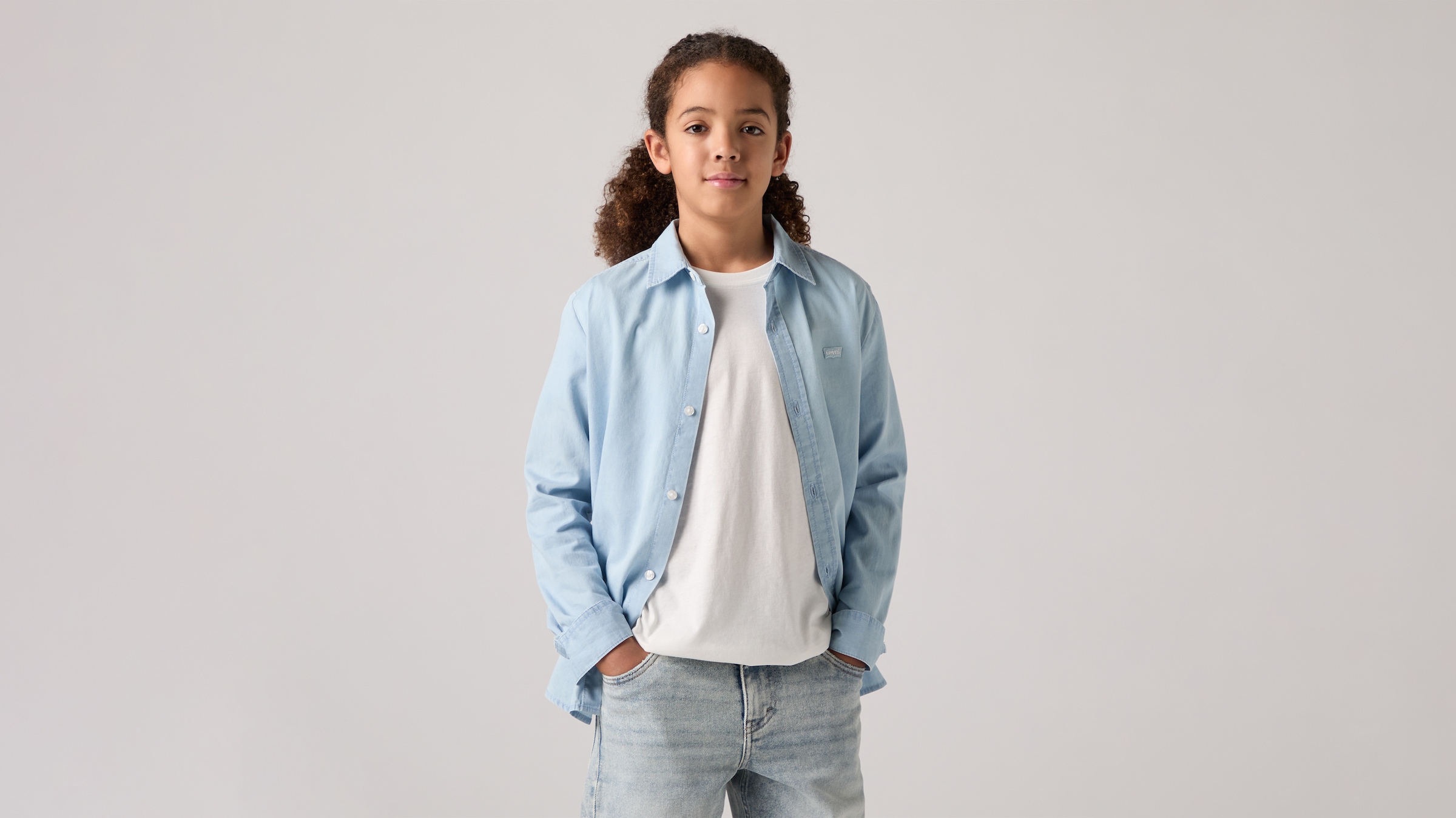 Levis Kids Jeanshemd "LVB BATTERY HOUSEMARK SHIRT" mit Logo Stickerei