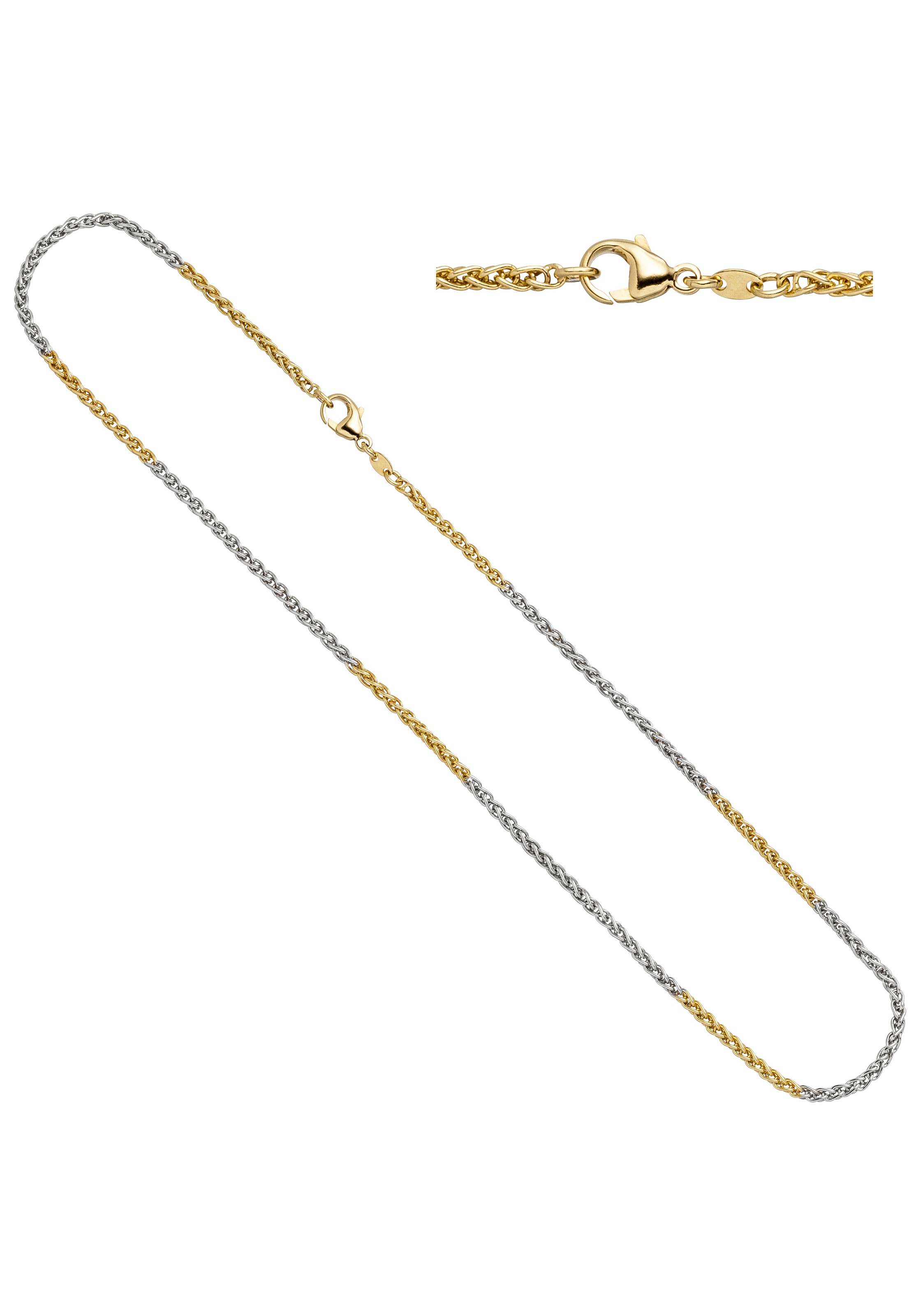 JOBO Goldkette, Zopfkette 585 Gold bicolor 42 cm 2,2 mm