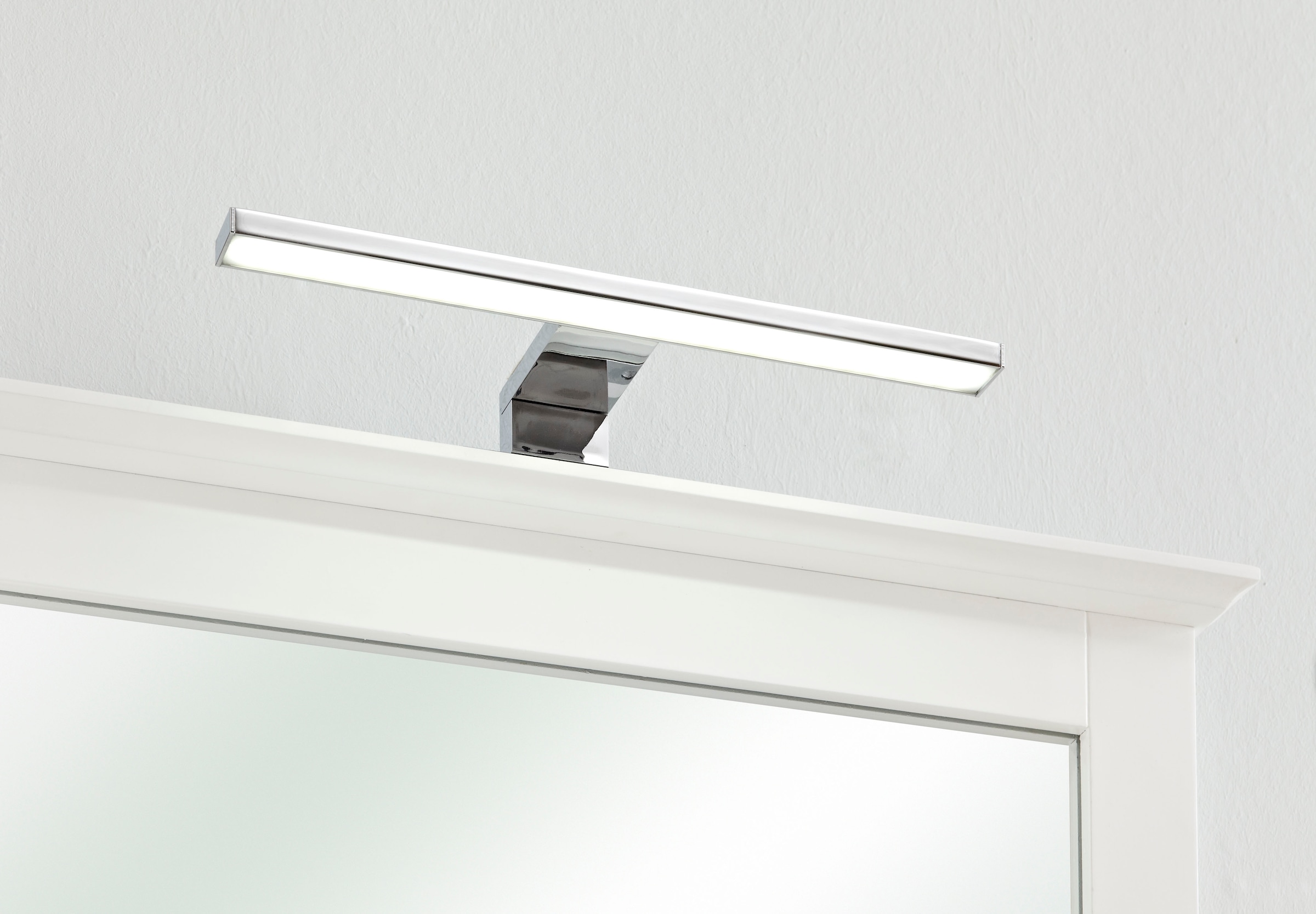 Saphir Badmöbel-Set »Quickset 928 3-teilig, Waschbeckenunterschrank mit LED-Spiegel«, (4 St.), Hochschrank, 4 Türen, Nische, 3 Einlegeböden, Weiß Glanz, Bad-Set