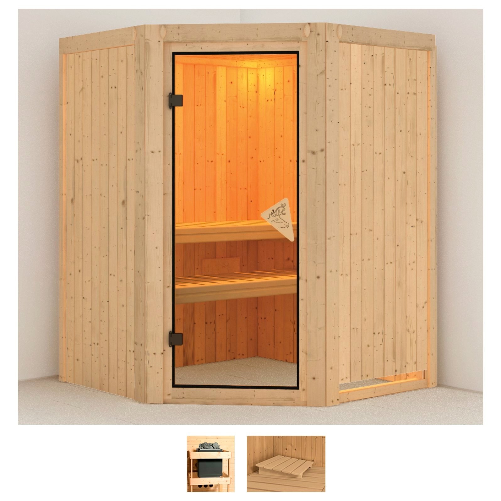 KARIBU Sauna "Nanna", ohne Ofen, (ohne Ofen), beige, Saunen, ohne Ofen