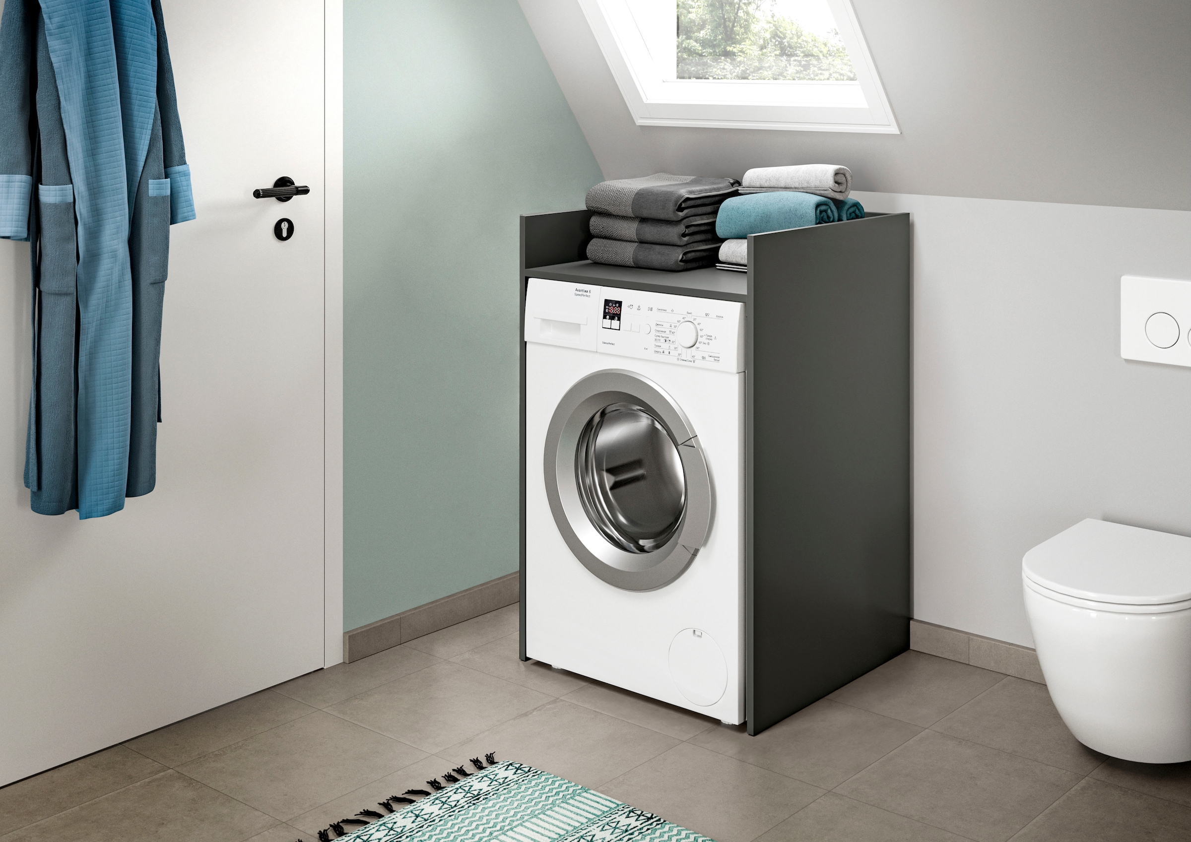 welltime Waschmaschinenumbauschrank »FALAS, TOPSELLER!, Breite 66 cm, mit großer Ablagefläche« in verschiedenen Farben erhältlich, für Waschmaschine & Trockner, 1 Stk. tlg. Waschmaschine, Trockner, Waschmaschinenschrank, Umbauschrank, Wäsche