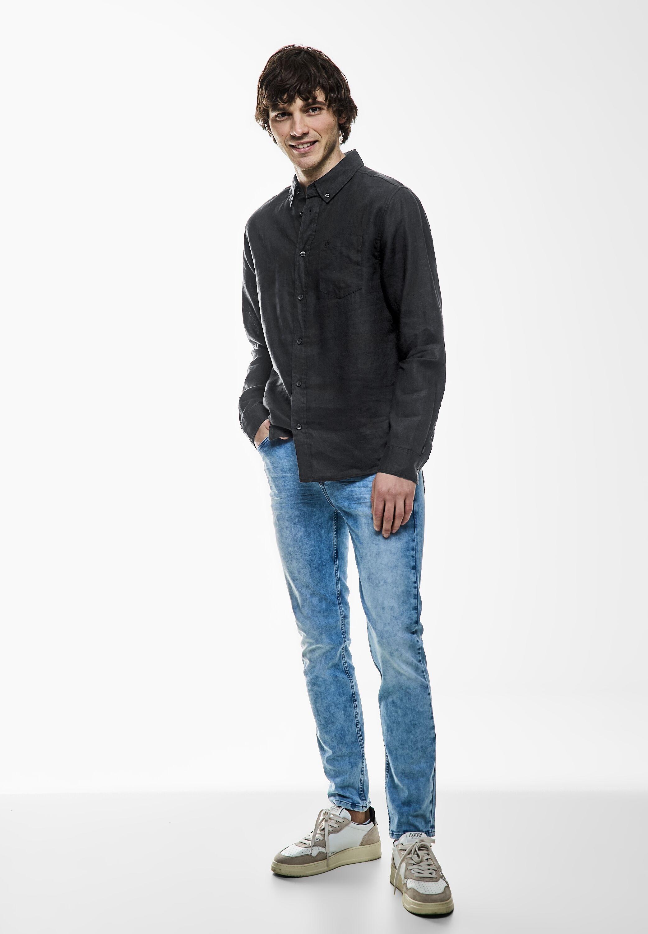 STREET ONE MEN Langarmhemd, soft und weich