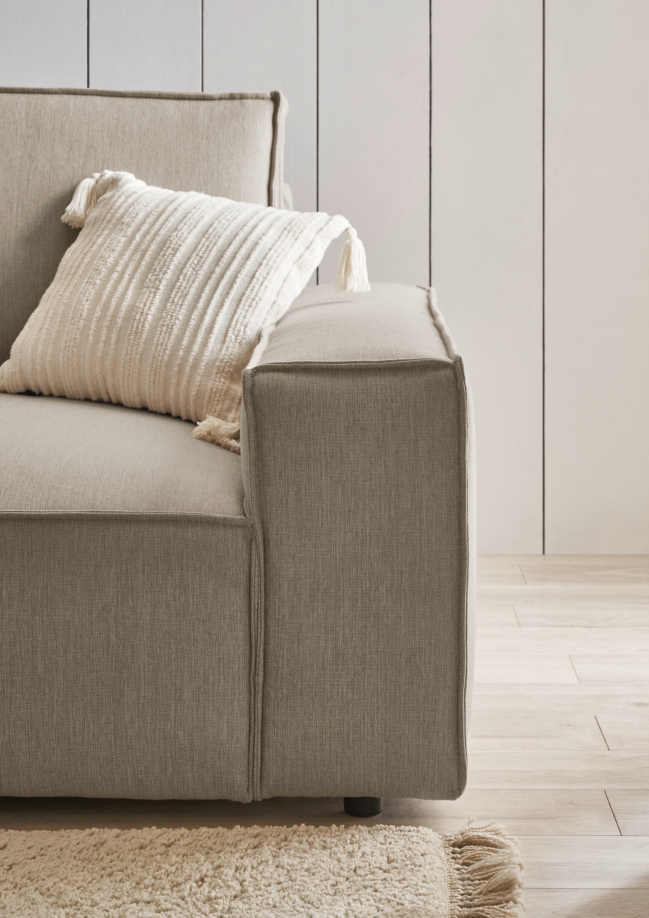 Home affaire Ecksofa »NEU: SHERWOODL XXL 284, Big-Sofa L-Form, tiefe Sitzfläche 95 cm, Cord,«, Leinenoptik, Recamiere rechts/links, auch als Schlafsofa stellbar
