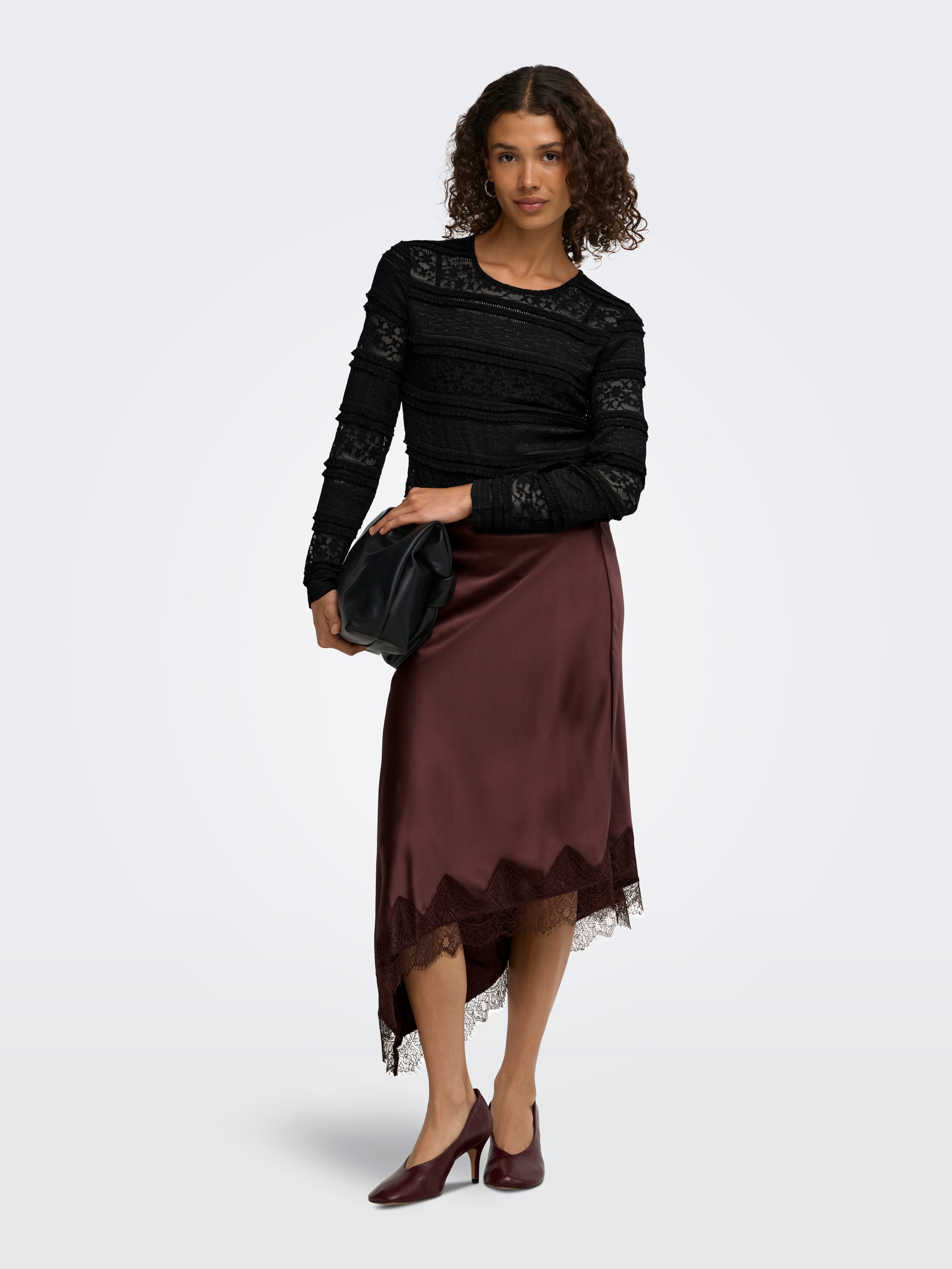 JDY Longsleeve »JDYSARAH L/S LACE TOP JRS NOOS« Kunstfaser, normal geschnitten