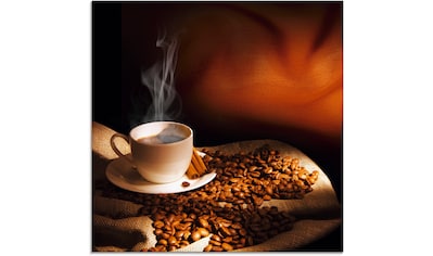 Glasbild »Dampfende Tasse Kaffee«, Getränke, (1 St.)