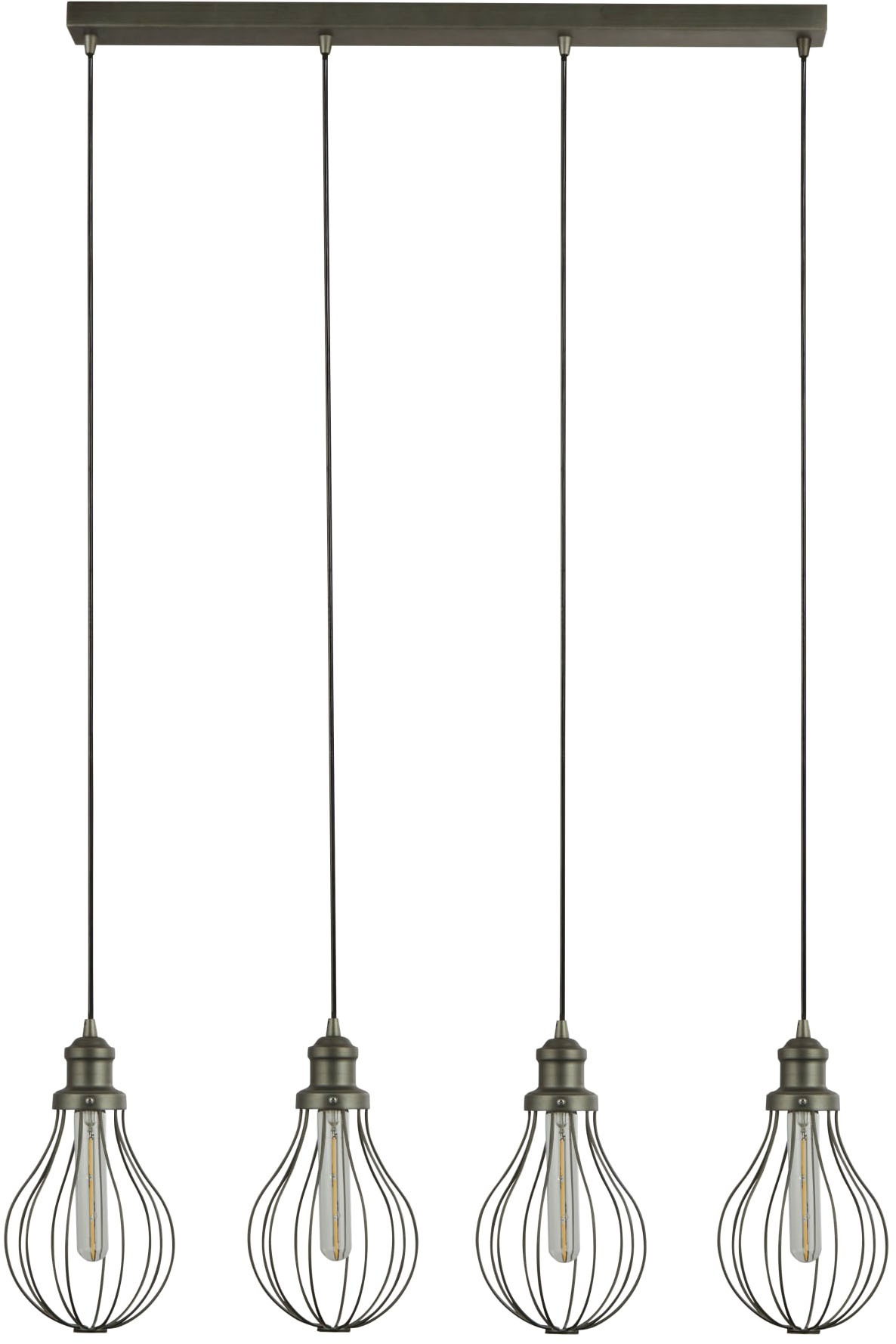 Searchlight Hängeleuchte »Balloon 4Lt Bar Pendant - Pewter Metal« E27 1 Stk.