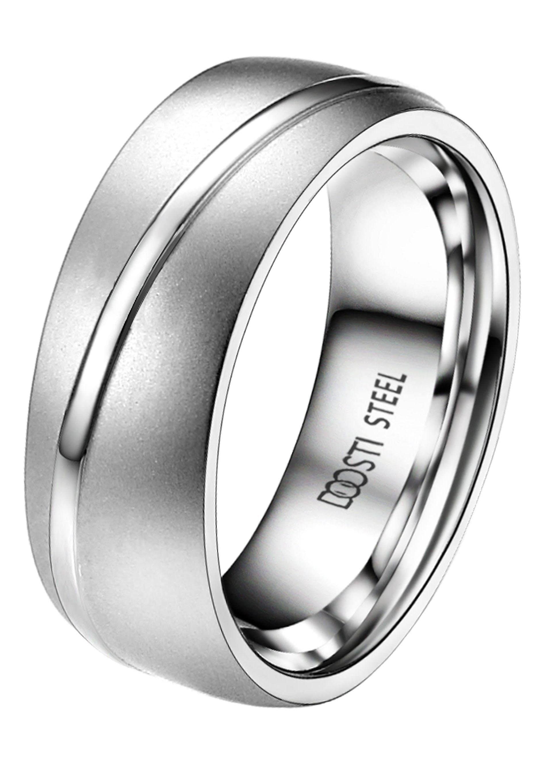 DOOSTI Trauring »Schmuck Geschenk Edelstahl Trauring Ehering Partnerring LIEBE«, Made in Germany - wahlweise mit oder ohne Zirkonia