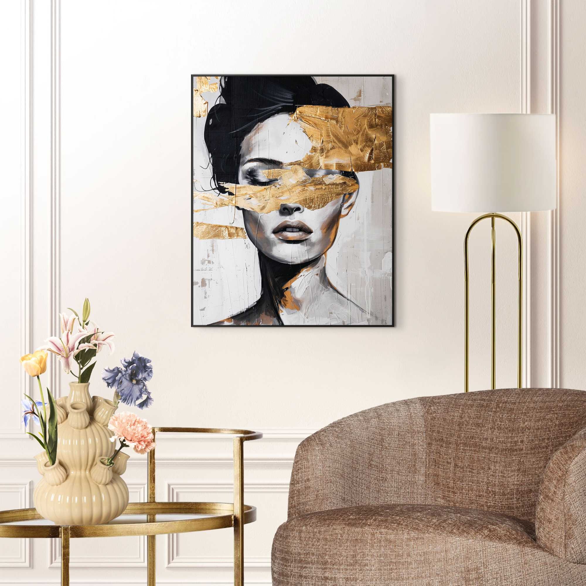 Reinders! Poster »Stylish Lady«, Wohnzimmer - Schwarz - MDF - Gold - 40x50 cm