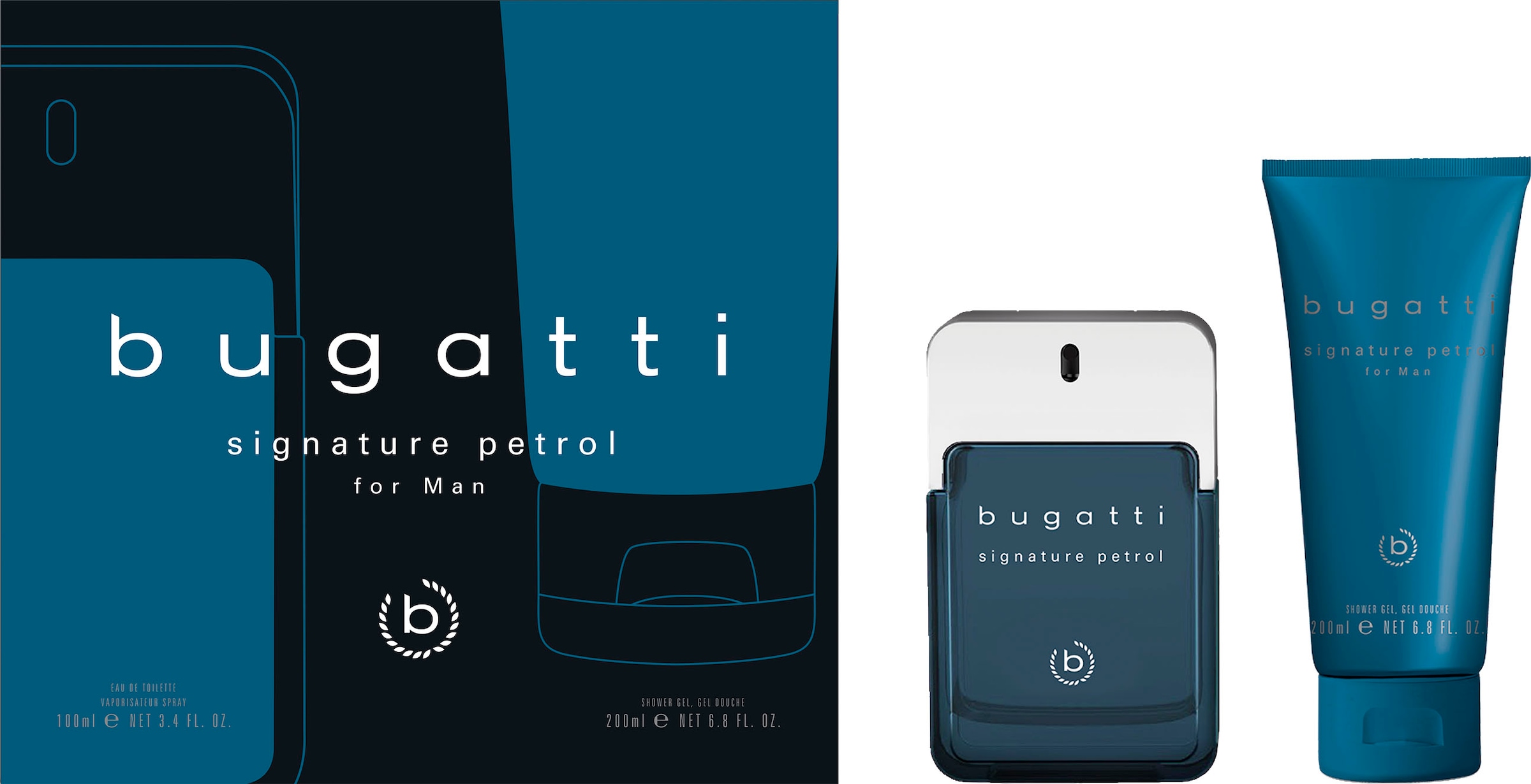bugatti Eau de Toilette »BUGATTI Signature Petrol for him GP EdT 100ml + 200 ml SG«, (Set, 2 tlg.)