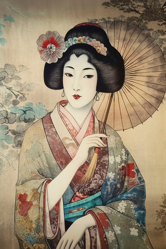 A.S. Création Leinwandbild "Geisha Vintage - Wandbild Bunt Beige Keilrahmen günstig online kaufen