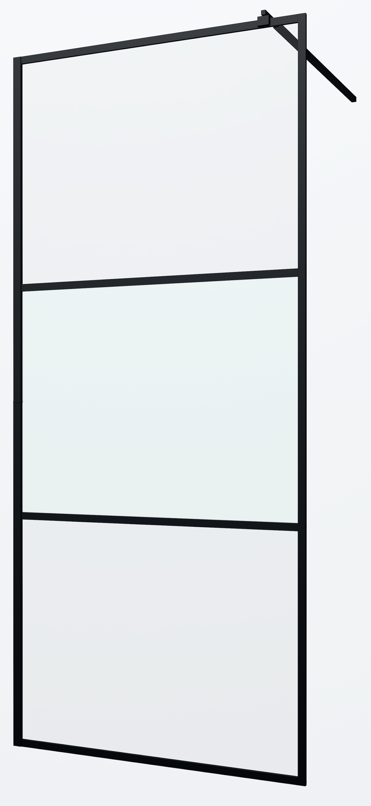 Walk-in-Dusche WELLTIME, B:100cm H:195cmschwarz, Duschwände, "Walk-In Foggy Black", Milchglaseinsatz für perfekten Sichtschutz