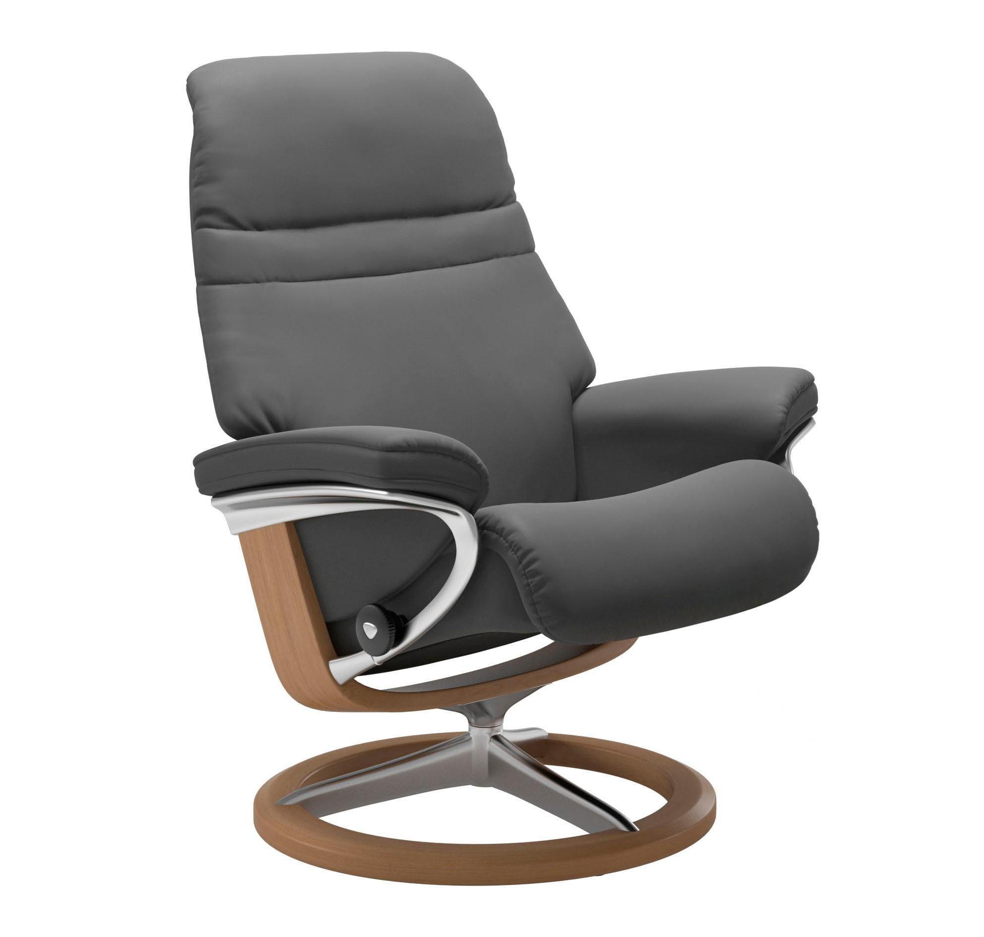 Thumbnail - Stressless "Sunrise" mit Signature Base, Größe L, Gestell Eiche, in 2 Lederqualitäten lieferbar