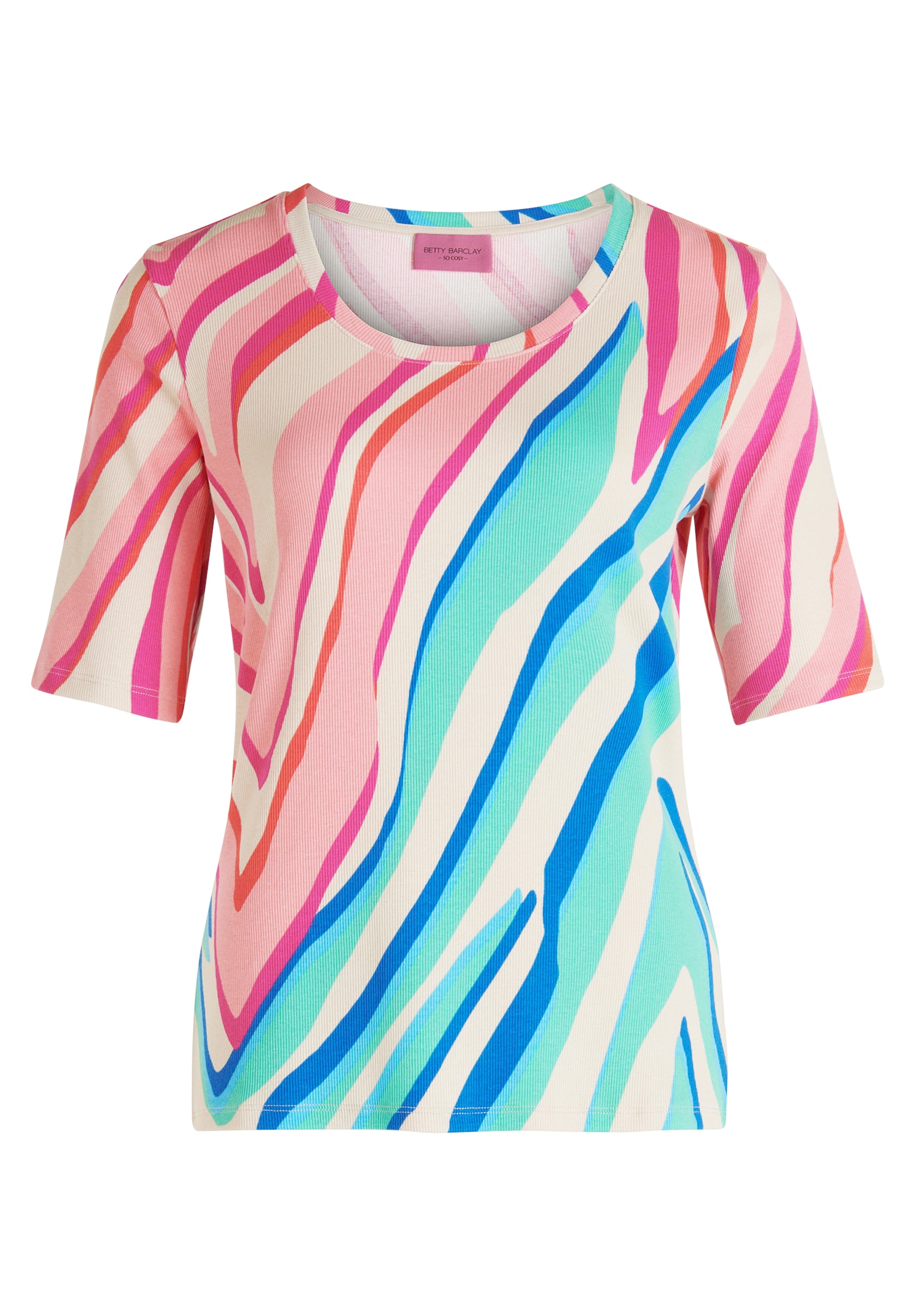 Betty Barclay Kurzarmshirt »Betty Barclay Basic Shirt mit Rippenstruktur«, (1 tlg.), Druck