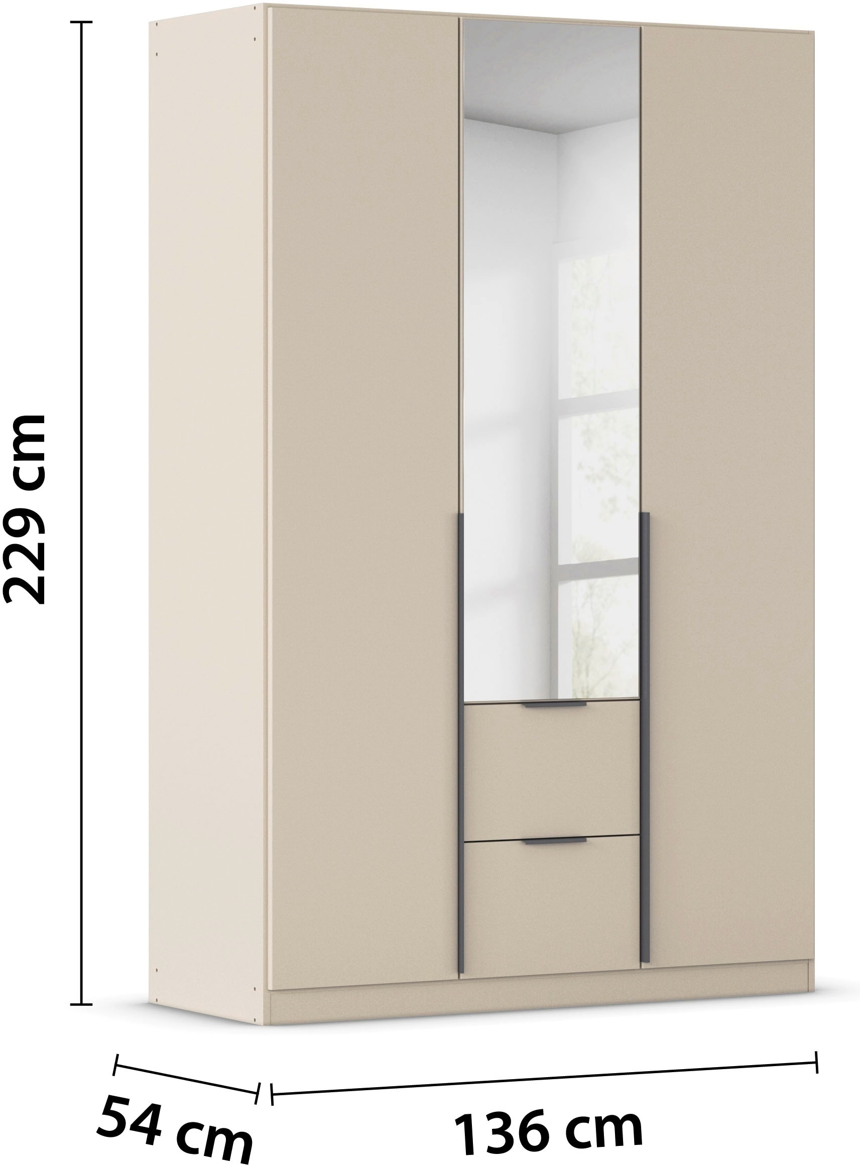 rauch Drehtürenschrank »Kleiderschrank Schrank Garderobe AGORDO mit Dekor- oder Hochglanzfront«, (in zwei Griff-Farben mit Dekor- oder Hochglanzfront), mit Außenschubkästen, in 6 Breiten und 2 Höhen MADE IN GERMANY