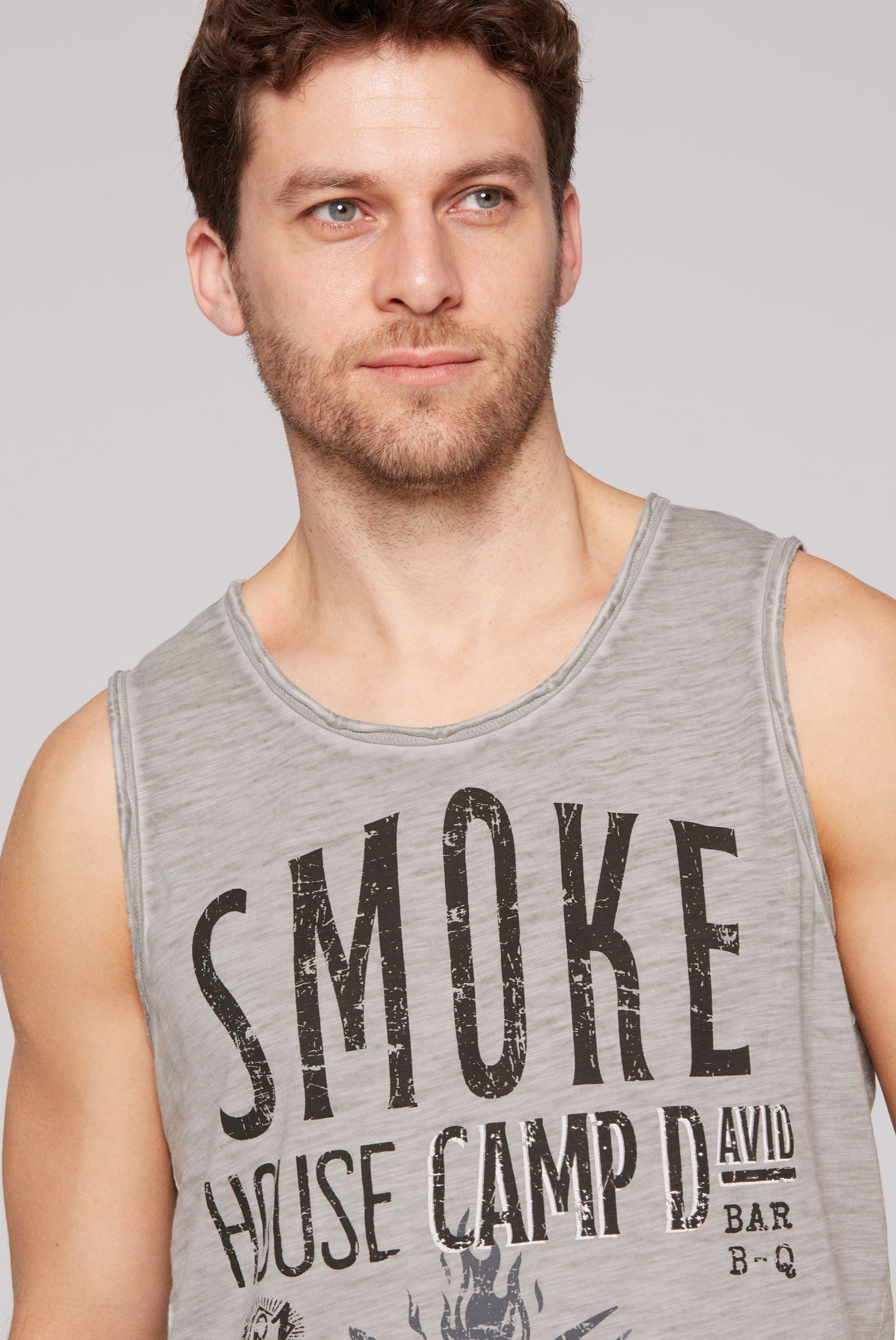 CAMP DAVID Tanktop, mit offenen Kanten an den Ausschnitten