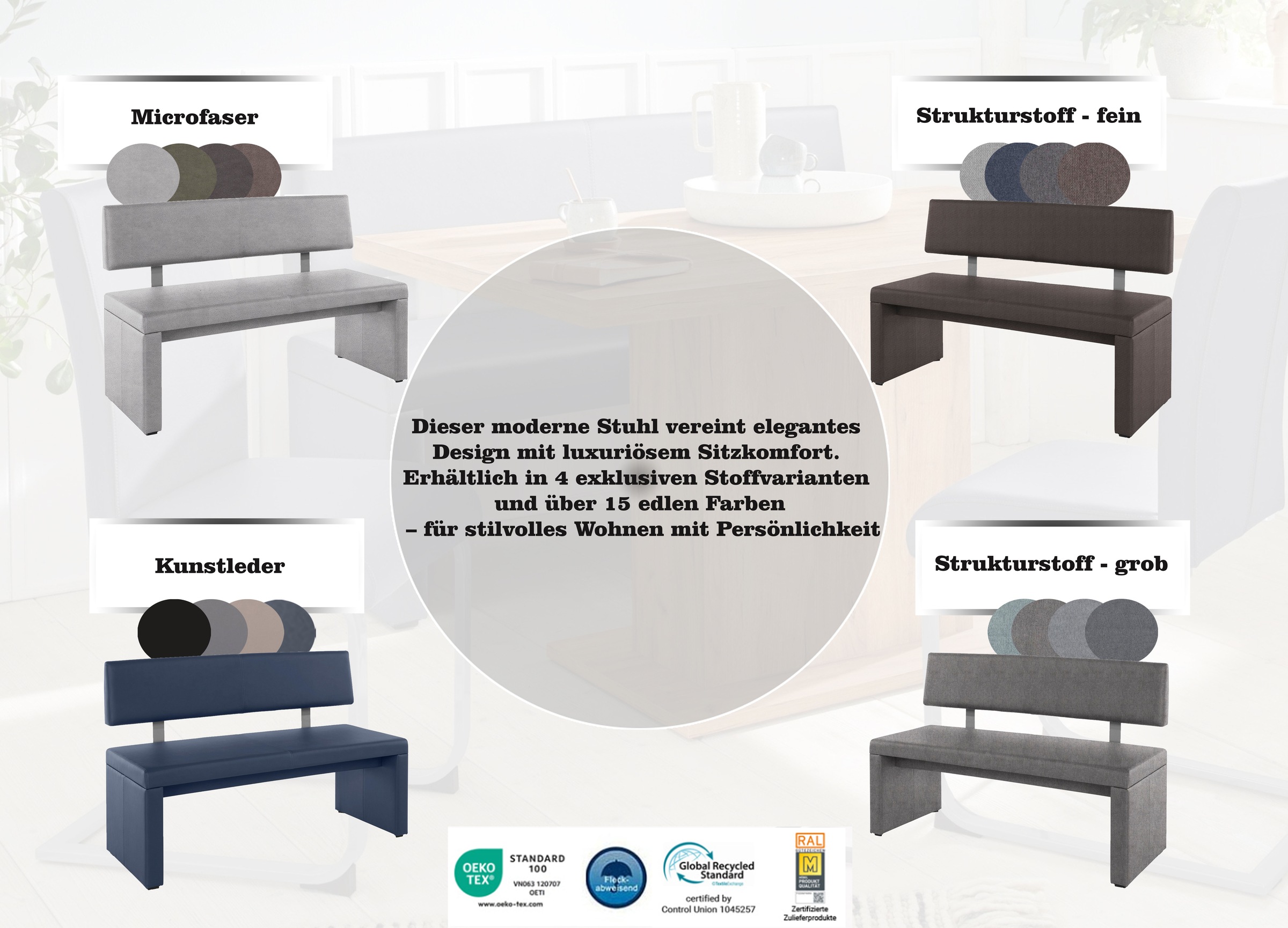 Thumbnail - OTTO home Sitzbank "Charissa" mit Lehne, Breite 140, 160 oder 180 cm