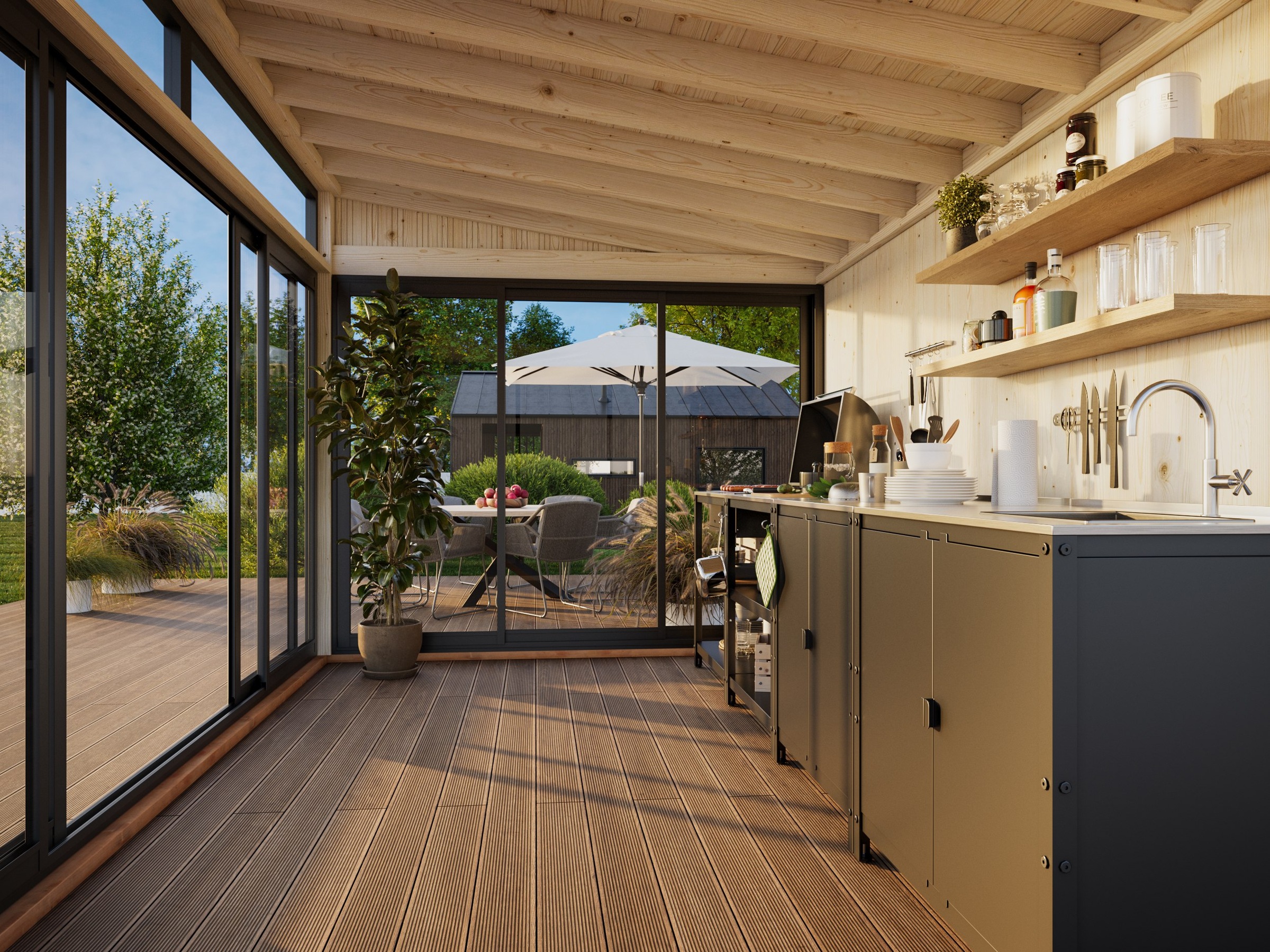 Palmako Holzpavillon »Saga 11,6 m² Slide« BxTxH: 430x307x273 cm