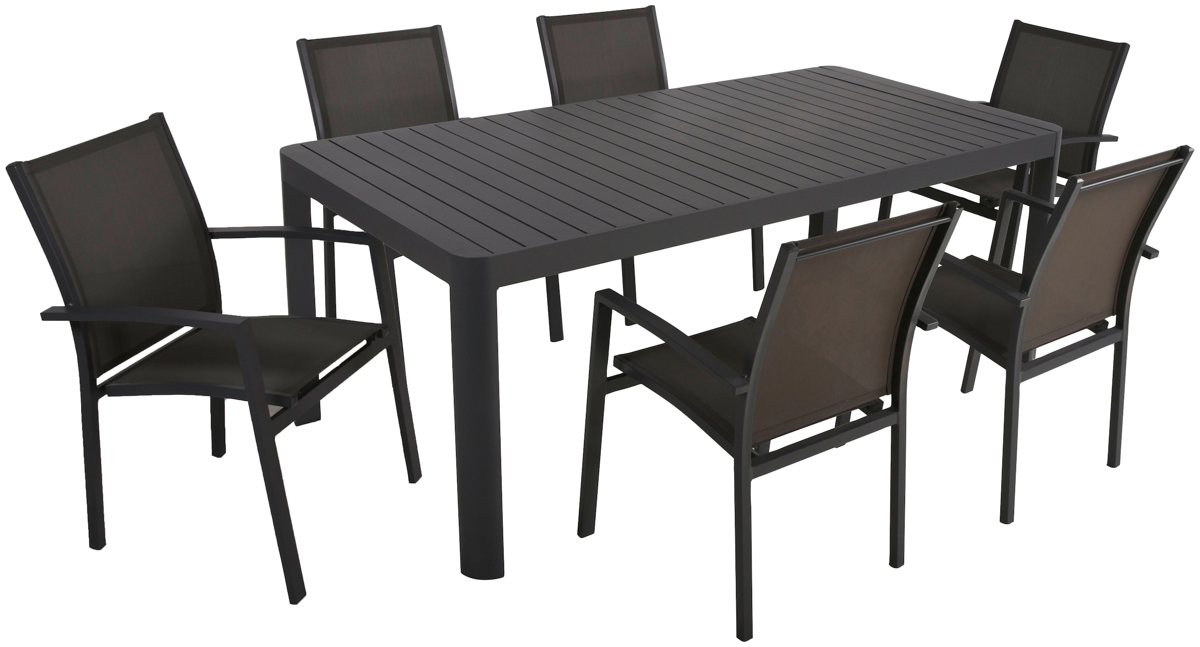 Garden Pleasure Garten-Essgruppe "AMIRA" 7 Stk. tlg. mit ausziehbarem Tisch günstig online kaufen