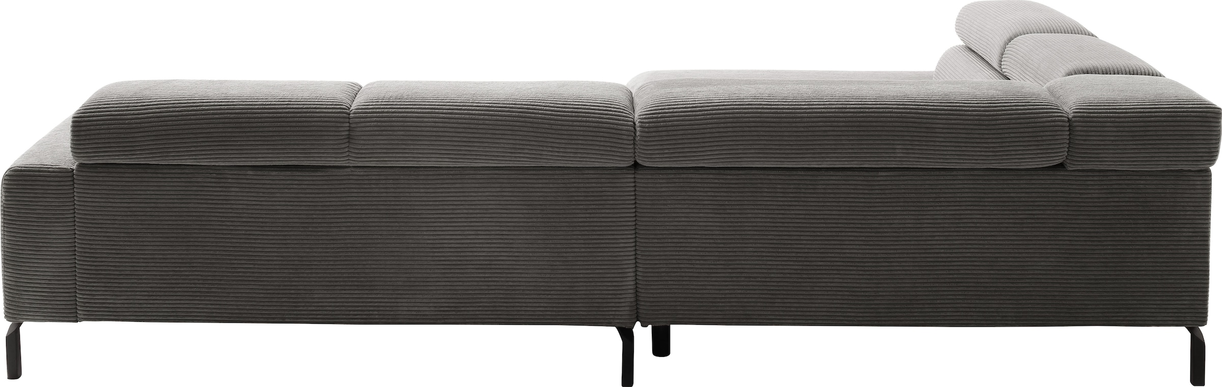 Places of Style Ecksofa »Antonelli, L-Form, inkl. Kopfteilverstellung, Breite 312 cm«, mit elektrischer Sitztiefenverstellung, in Cord, dunkelgrau