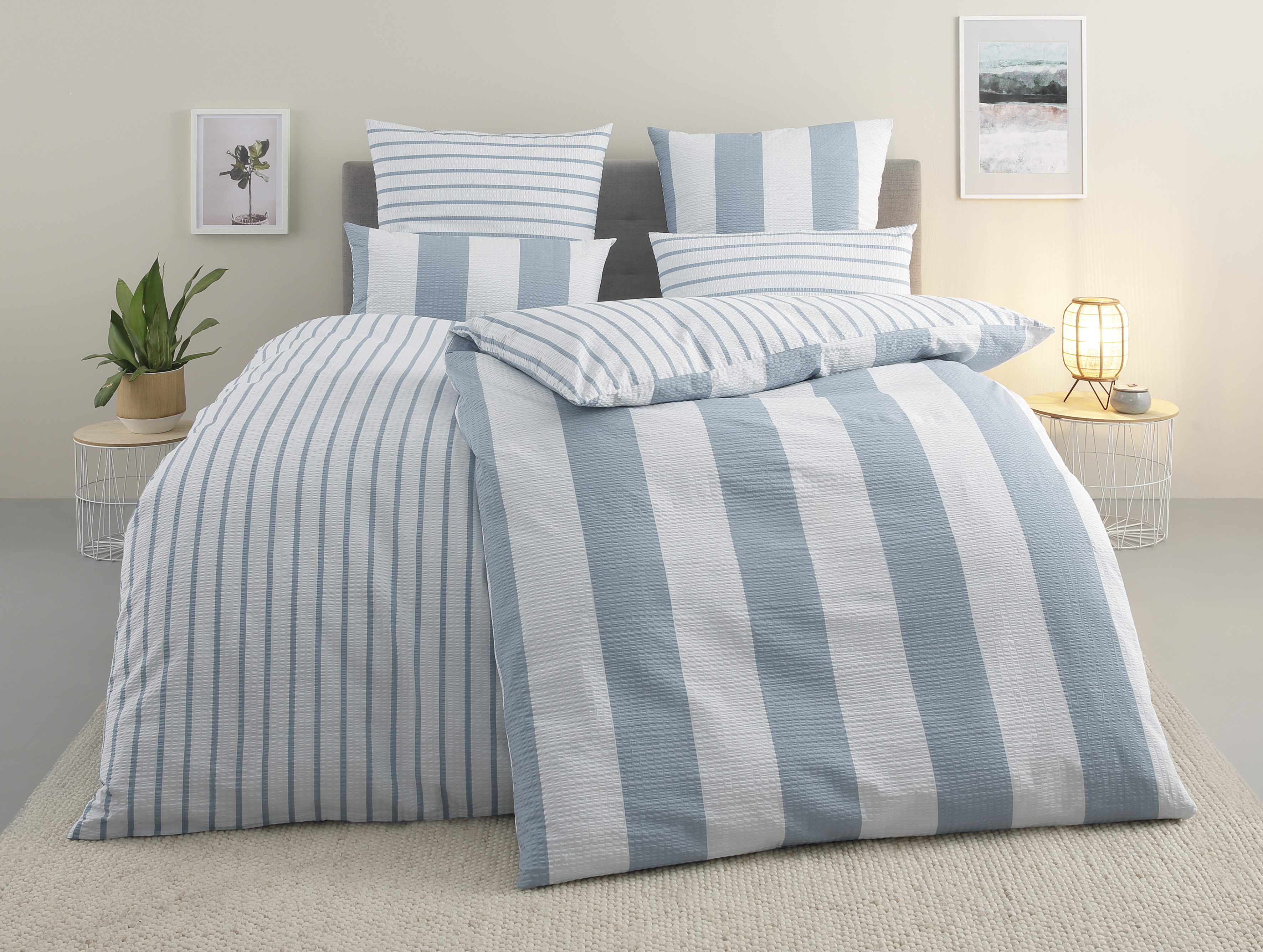 OTTO home Wendebettwäsche "Sari in verschiedenen Qualitäten" 3 ab Gr. 135x200 cm, Wendedesign, moderne Bettwäsche mit Streifen