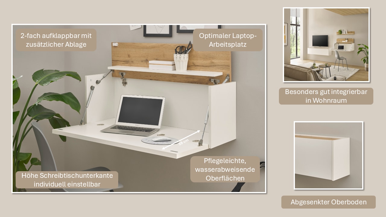 INOSIGN Wandsekretär »CiTY/GiRON«, zeitlos modern, wohnliches Home Office, Breite 100 cm