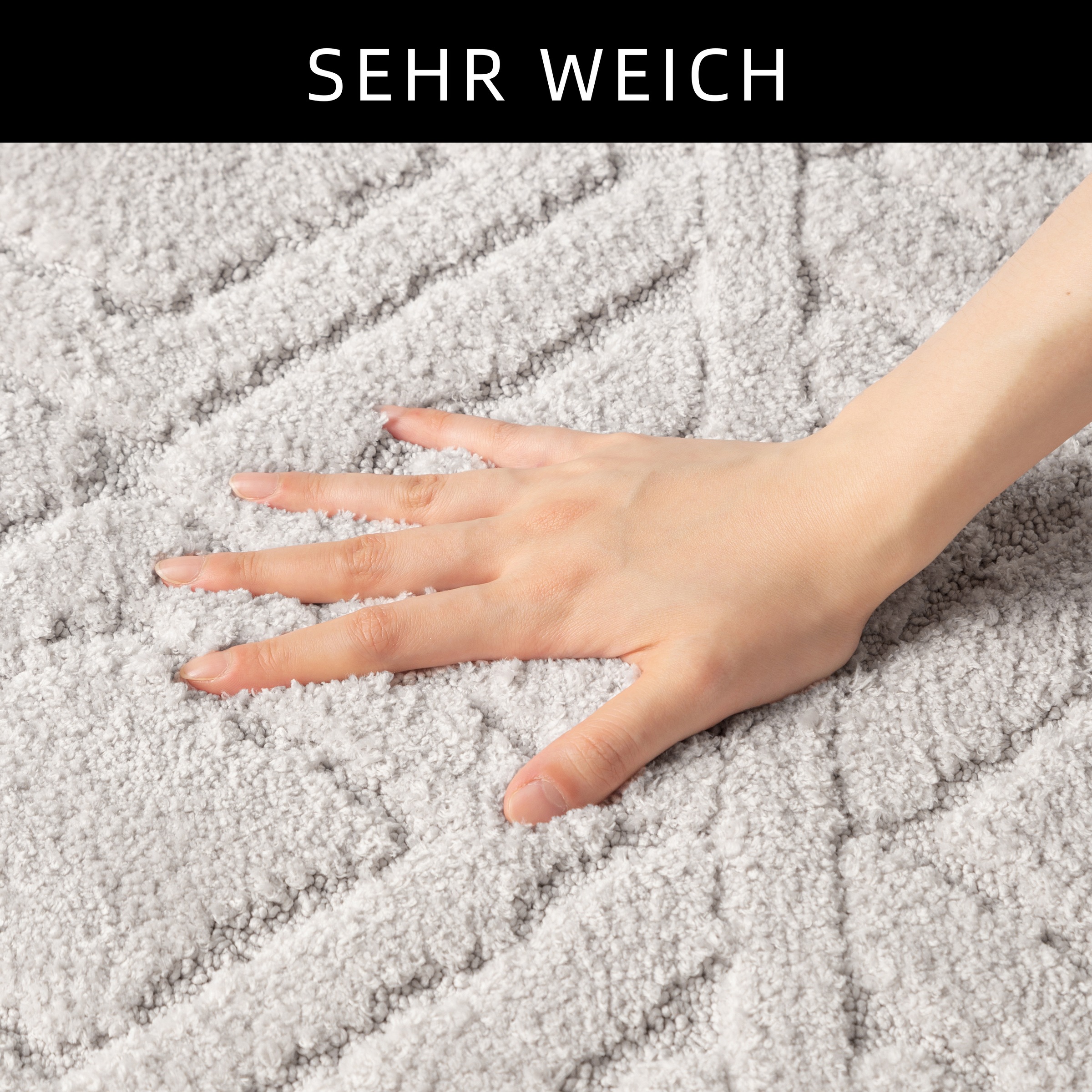 my home Badematte »Louvres, Badvorleger, Badezimmer Teppich, Duschvorleger«, schnell trocknend, Badteppich, Uni Farben, Hoch-Tief Effekt, Boho-Style