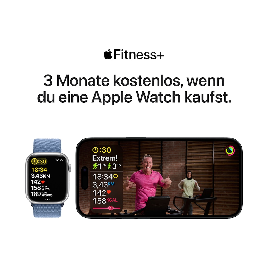 Apple Smartwatch »Watch Series 9 GPS + Cellular Stainless Steel 45mm One-Size«, (Watch OS 10)