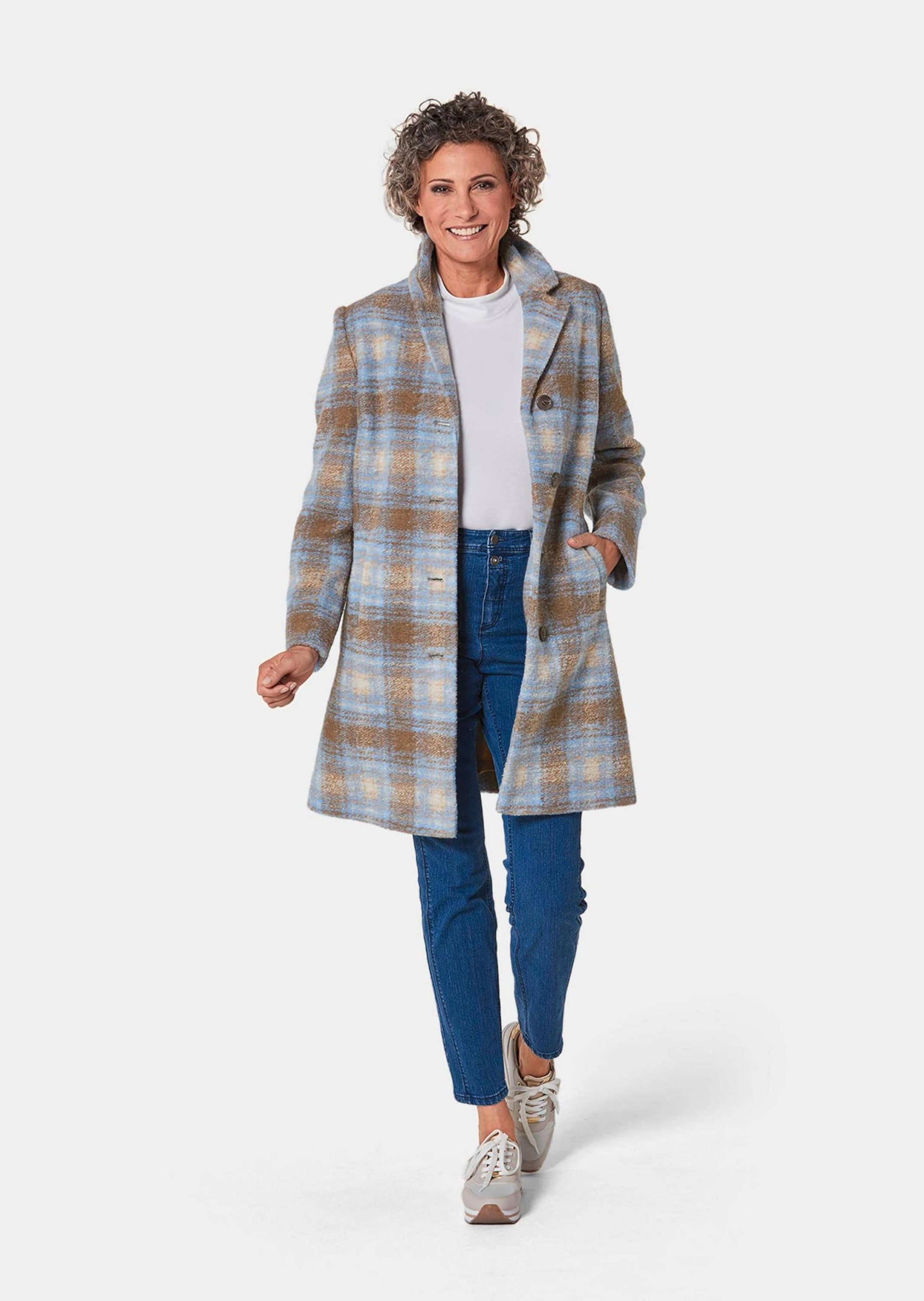 GOLDNER Langmantel »Kurzgröße Kurzgröße - Karo-Wollmantel«