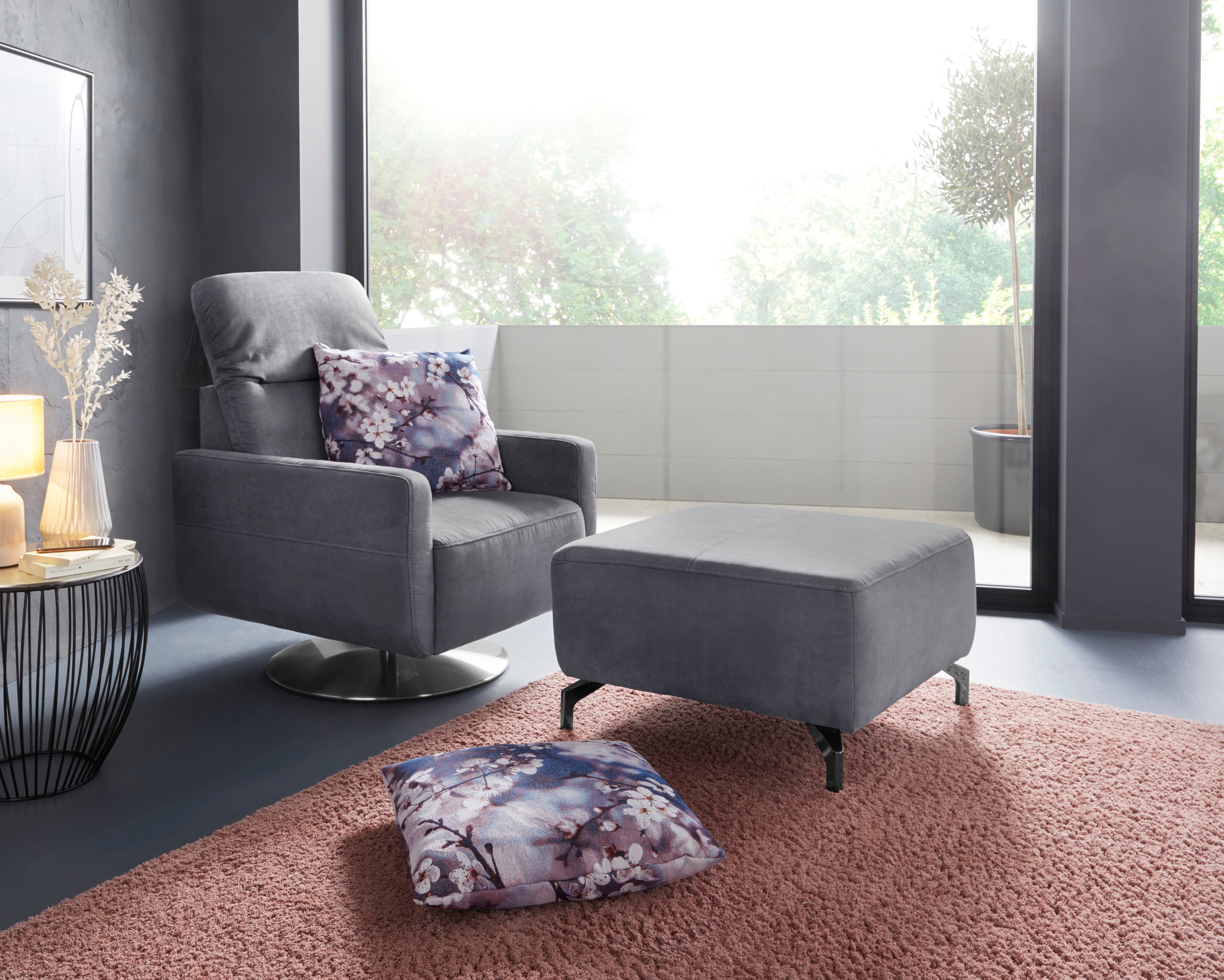 Thumbnail - sit&more Hocker "Gizeh", Fußhöhe 12 cm, wahlweise in 2 unterschiedlichen Fußfarben