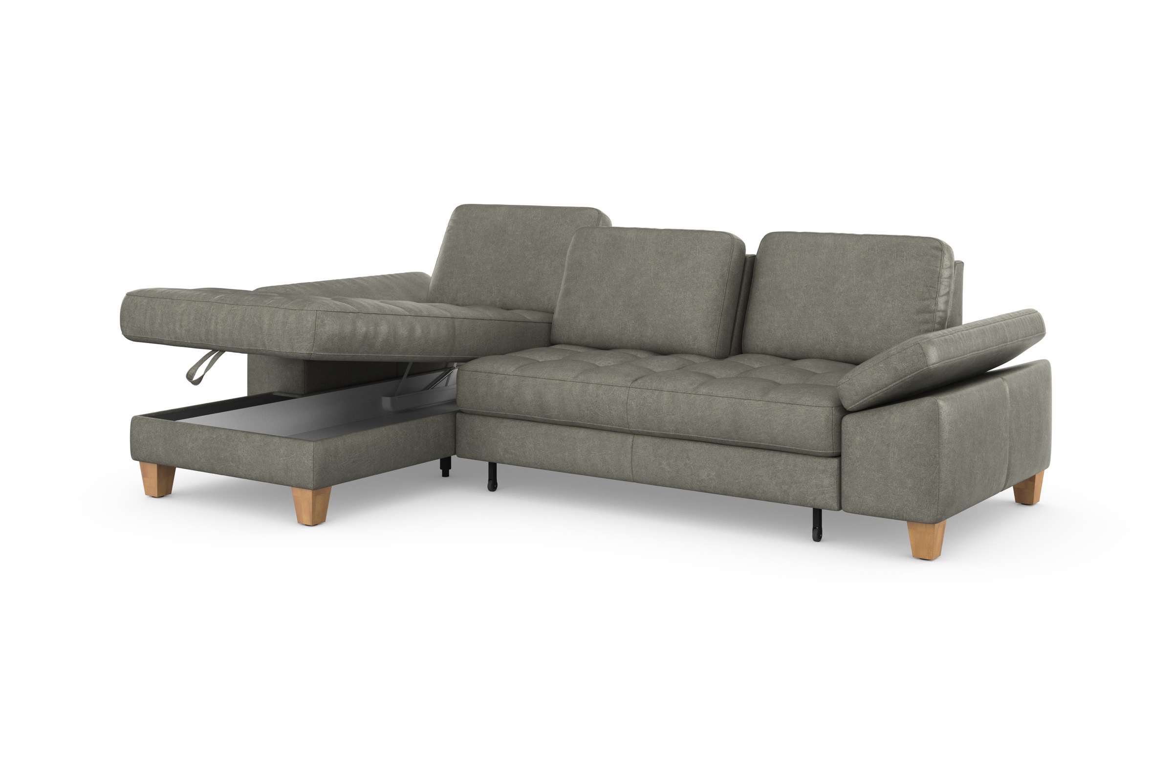 sit&more Ecksofa »Westham L-Form«, mit Recamiere, mit oder ohne Bettfunktion, Bettkasten, Füße Eiche