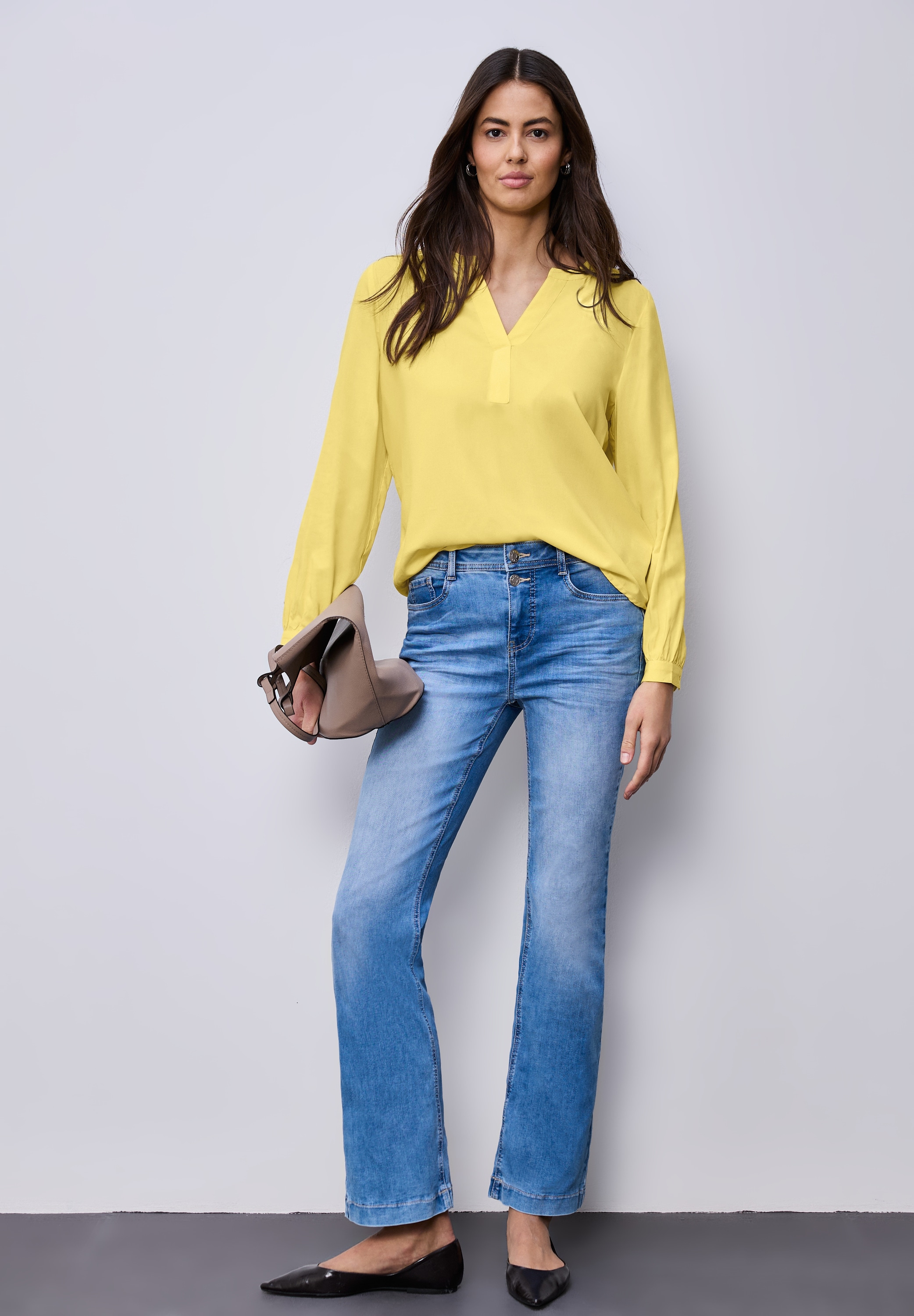 STREET ONE Langarmbluse Tunika mit Splitneck