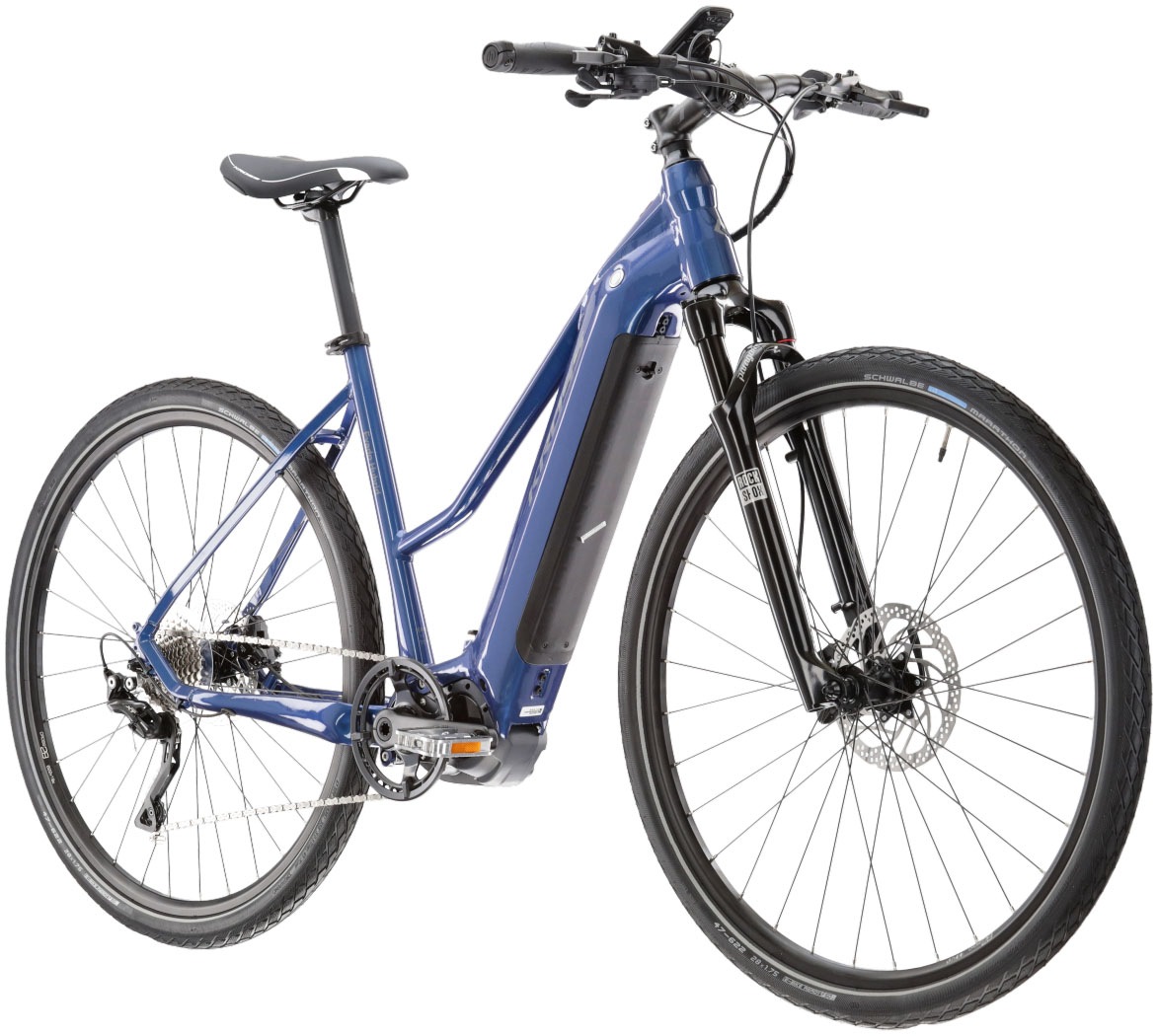 Kross E-Bike »E-Crossrad Evado Hybrid 6.0 28 Zoll blau«, 10 Gang, Shimano, DEORE XT T8000, Mittelmotor 250 W