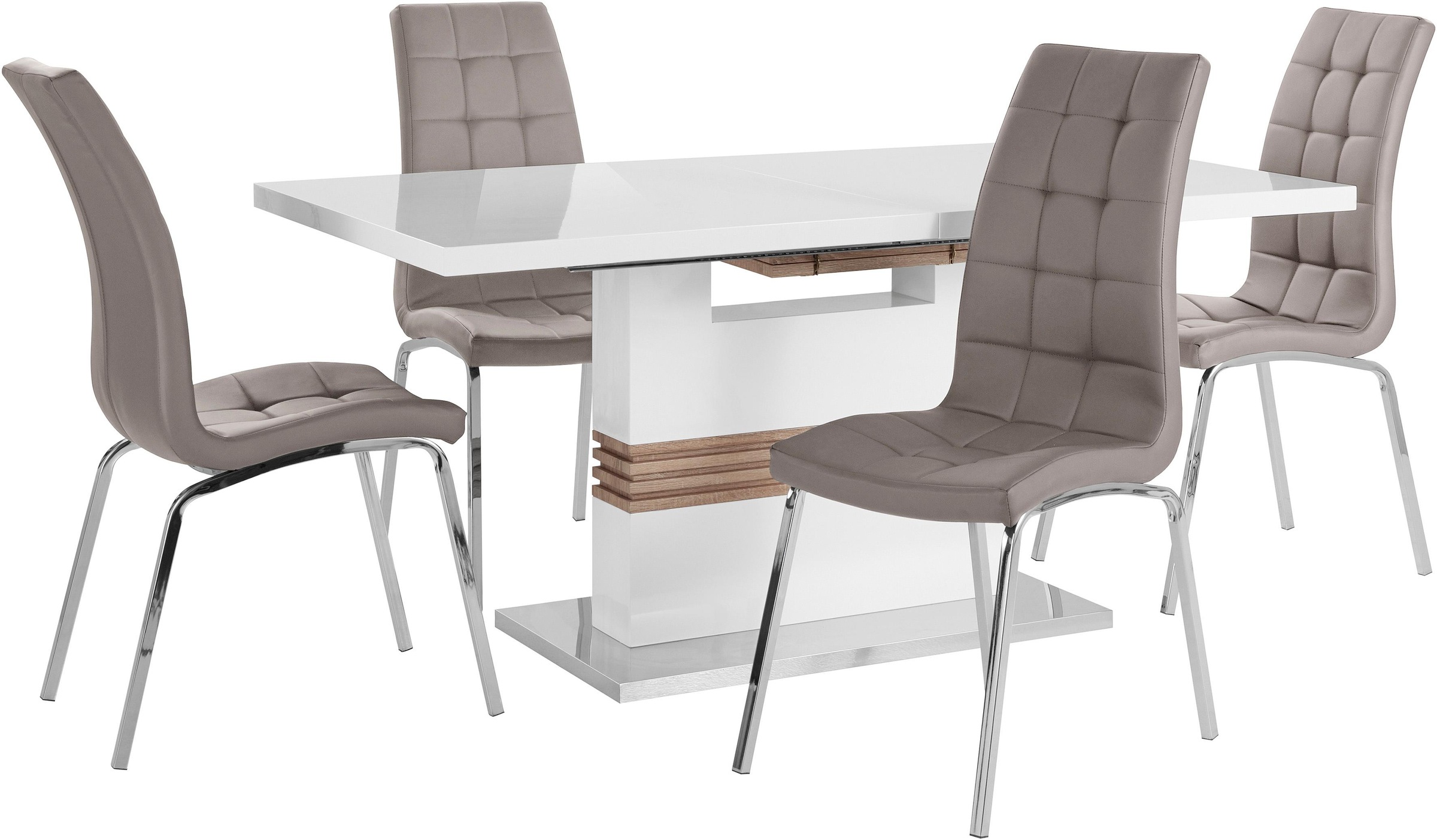 INOSIGN Essgruppe "Perez/Lila" Set, 5 Stk. tlg. mit 4 Stühlen, Tisch auszie günstig online kaufen
