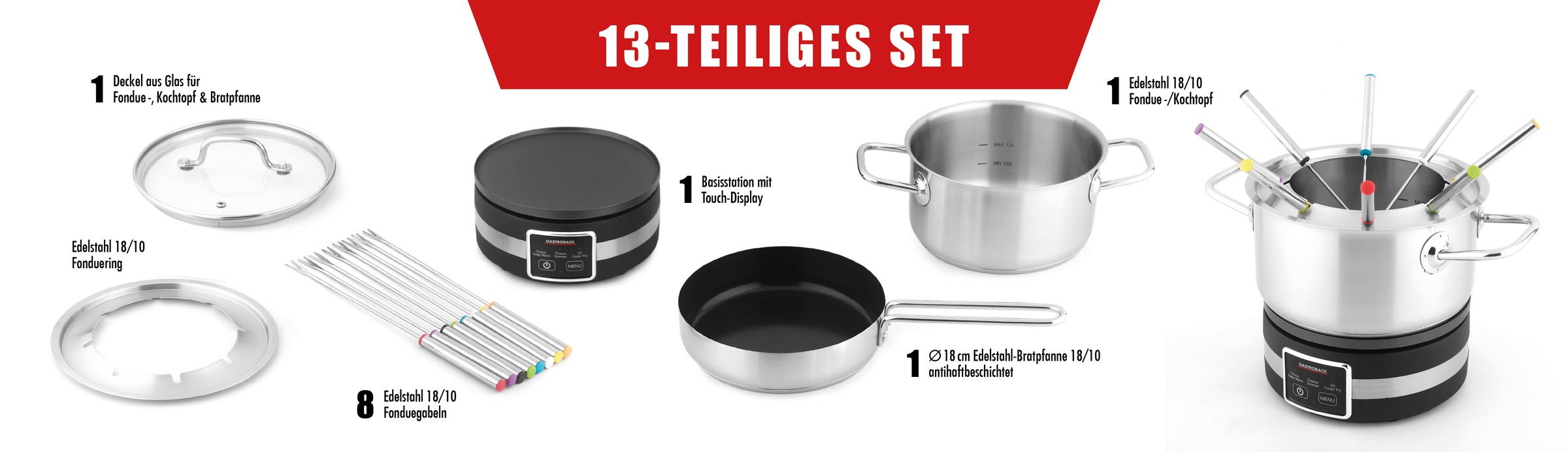 Gastroback Fondue »Fondue MultiCook 4-in-1 & Kochplatte«