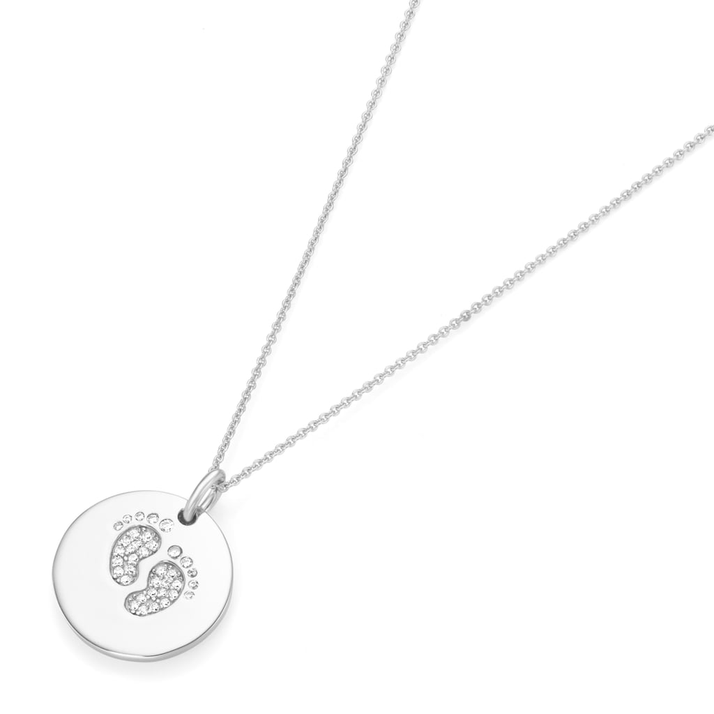 Smart Jewel Kette mit Anhänger mit Gravur »Gravurplättchen mit Zirkoniafüßen, Silber 925«