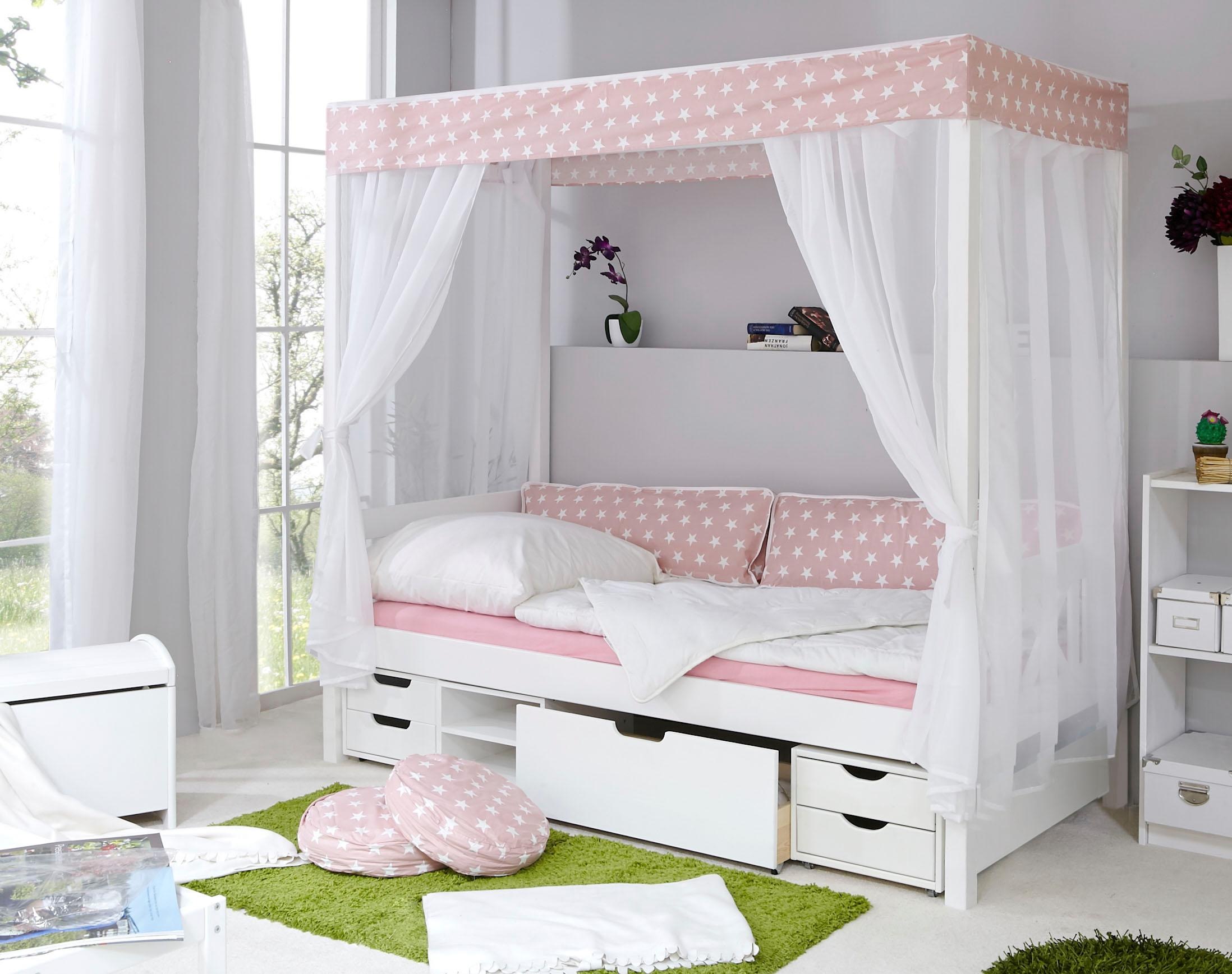 Ticaa Himmelbett »Lino«, Himmelbett, inkl. Schubkasten und Rollrost