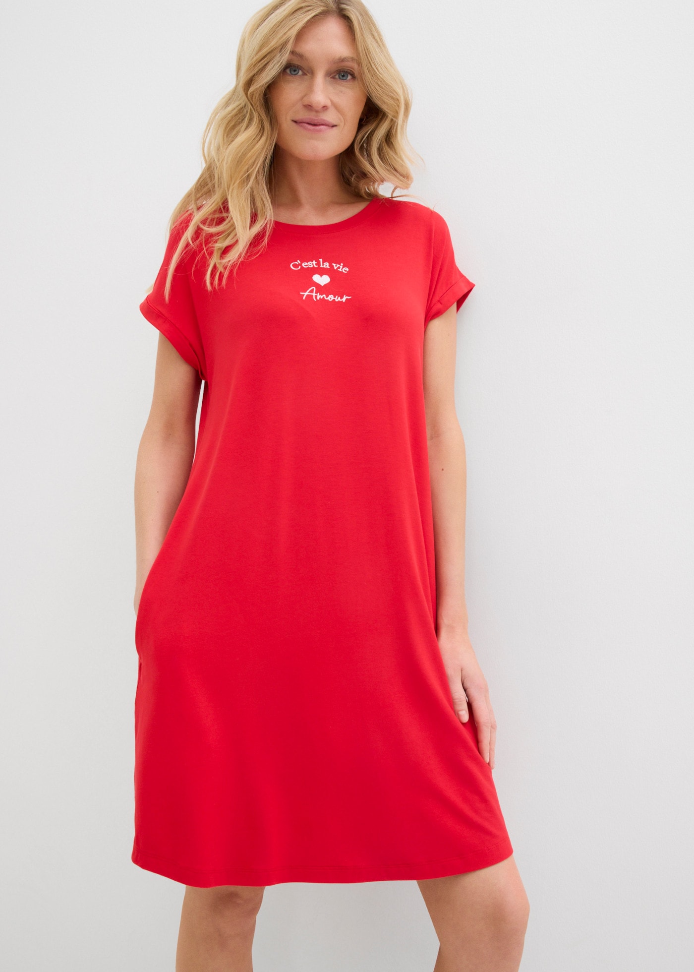 bonprix Jerseykleid lockere Passform, aus Viskose und Elasthan, mit Rundhalsausschnitt