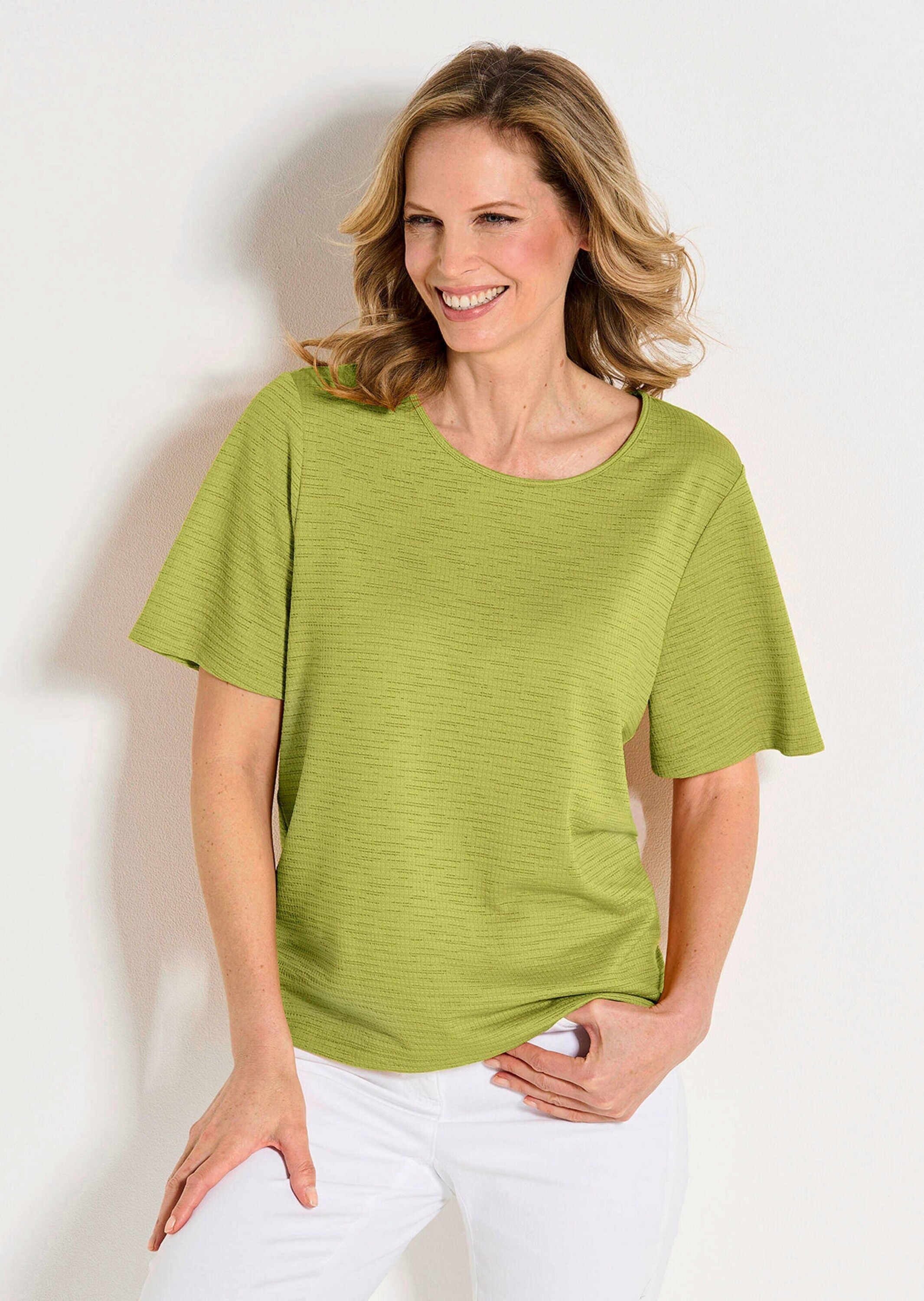 GOLDNER Kurzarmshirt »Kurzgröße Jersey-Shirt mit U-Boot-Ausschnitt«