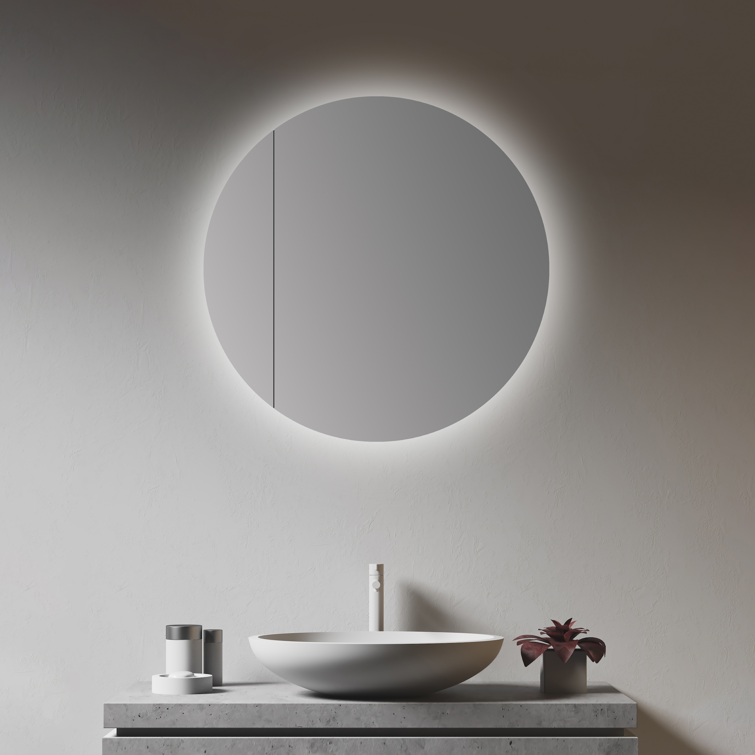 Talos Spiegelschrank "Picasso Style, weiß, Ø 60cm", Rahmen aus hochwertiger Aluminiumlegierung