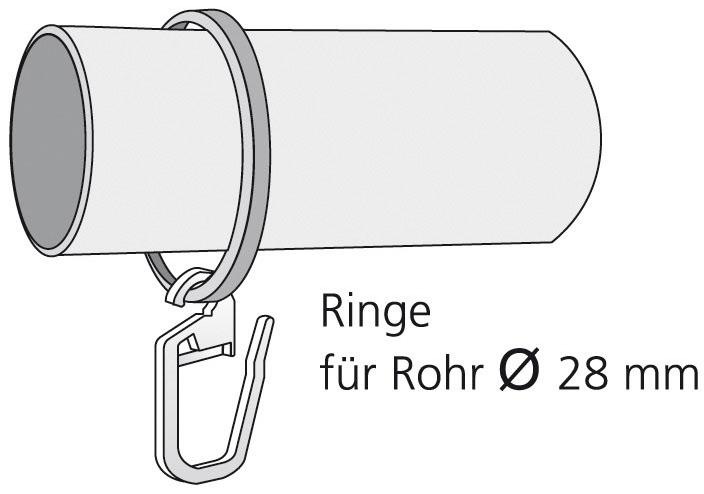 Liedeco Gardinenring, (Packung, 10 St., mit Faltenlegehaken), für Gardinenstangen Ø 28 mm